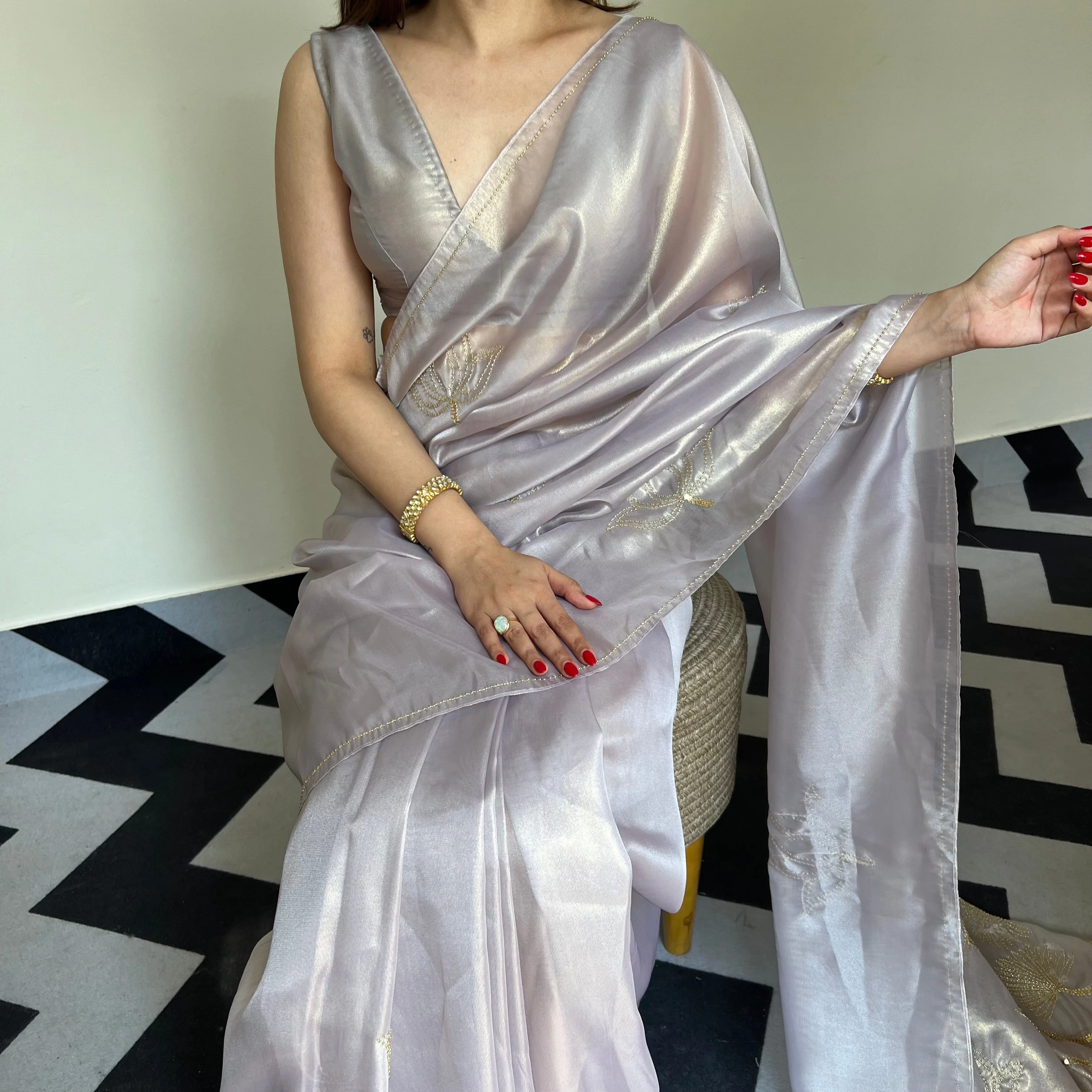Lilac Grace Saree - Woolfily