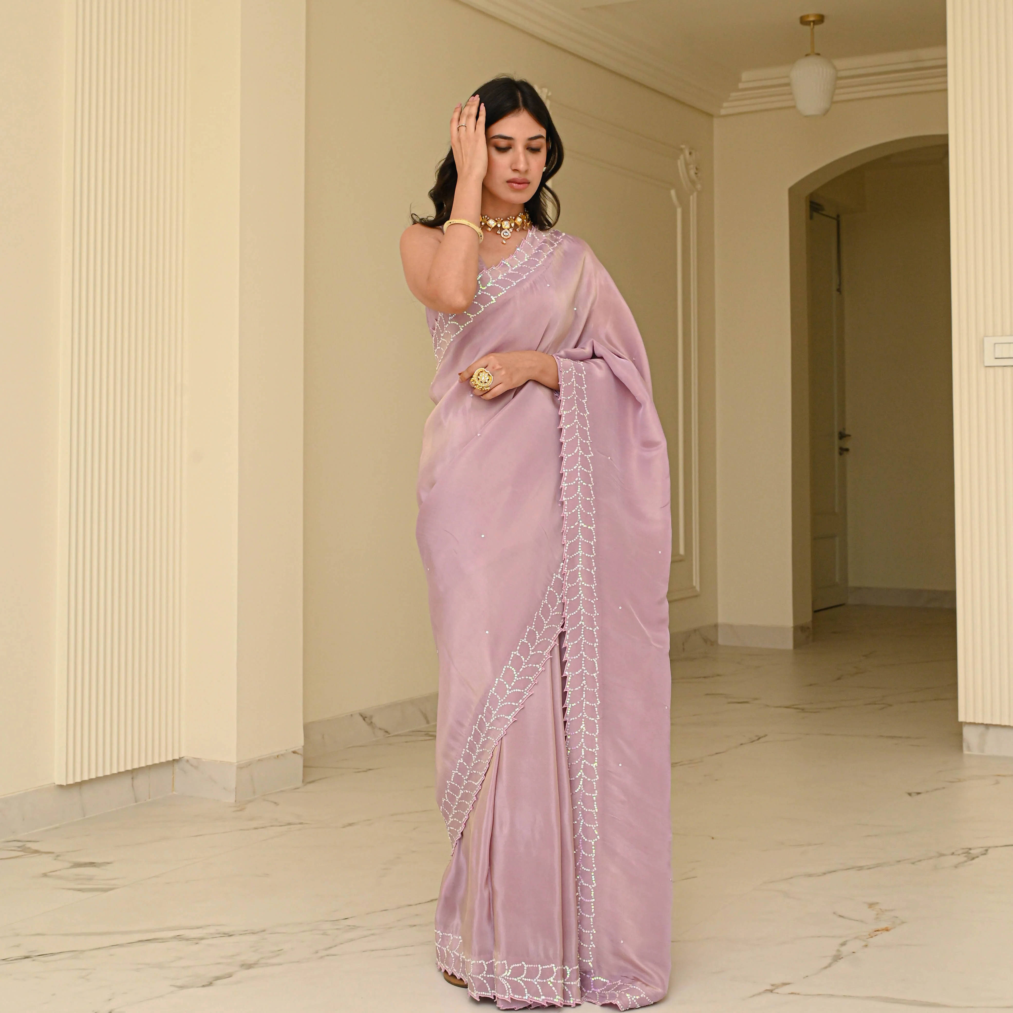 Carnation Tissue Saree - Woolfily
