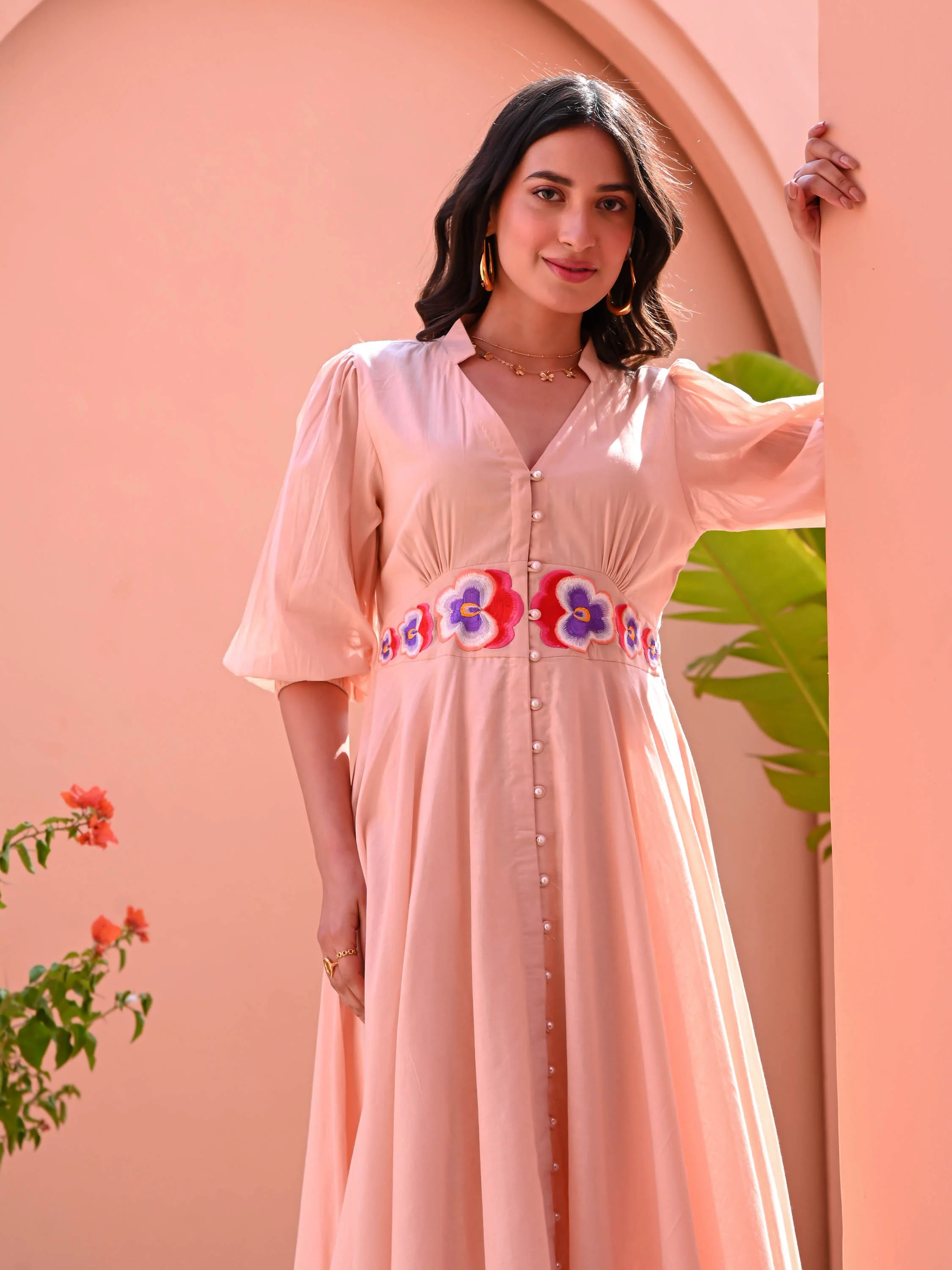 Pale Rose Cotton Dress - Woolfily