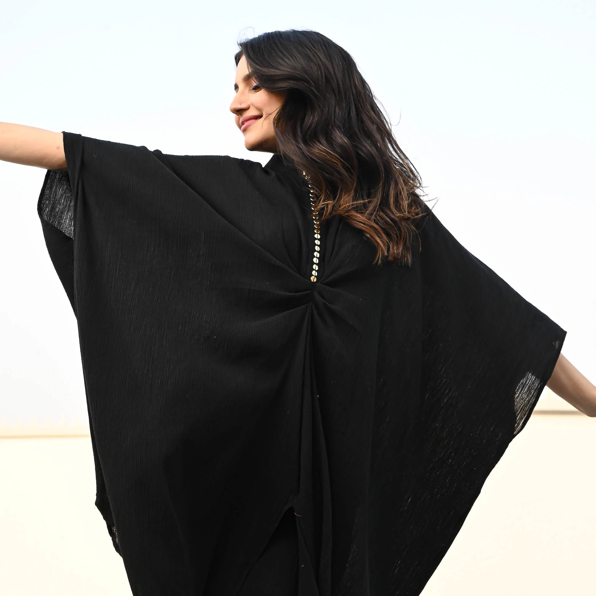 Bunaai Black Crushed Cotton Coord Set - Woolfily