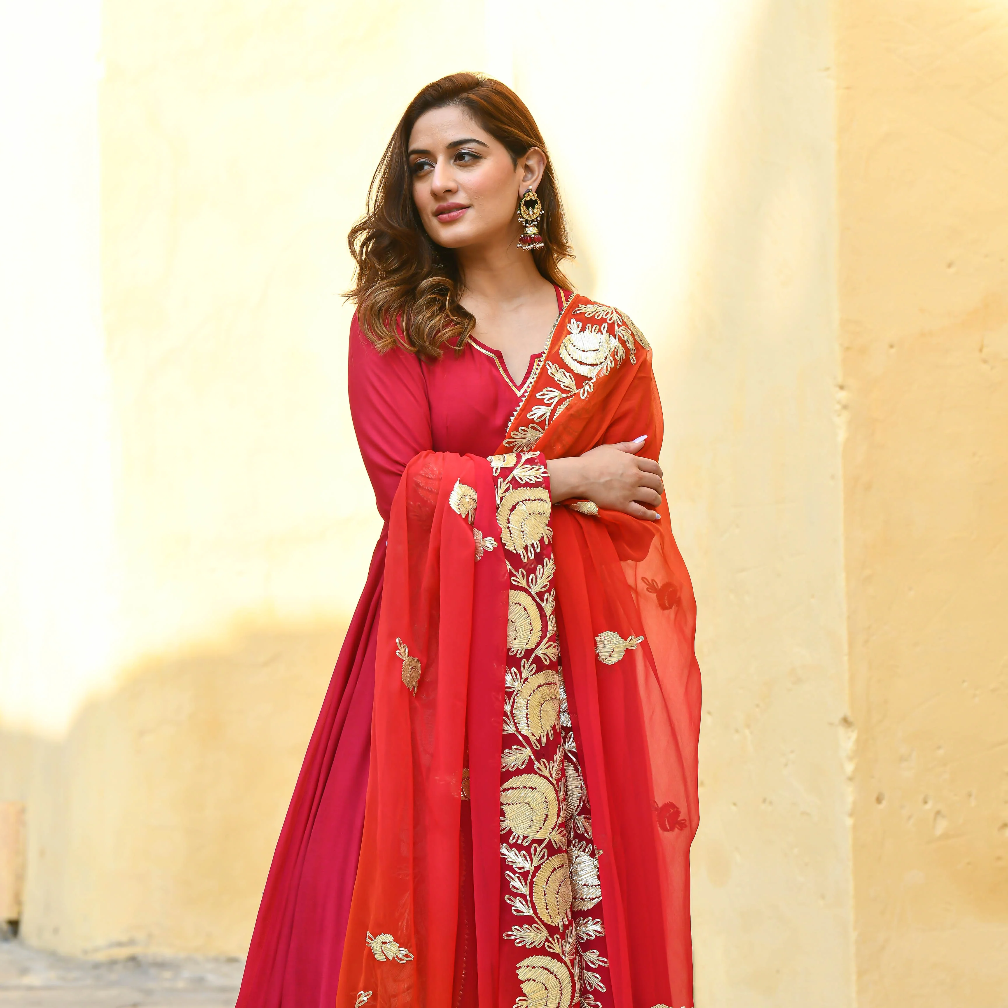 Pink Orange Shades Gotta Work Salwar Suit - Woolfily
