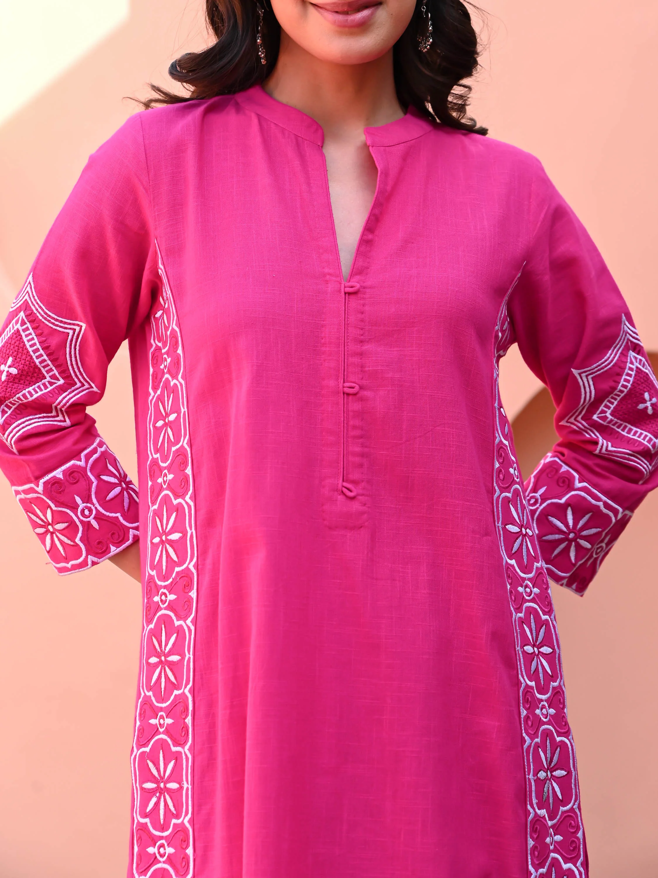 Aurora Pink Cotton Kurta Set - Woolfily