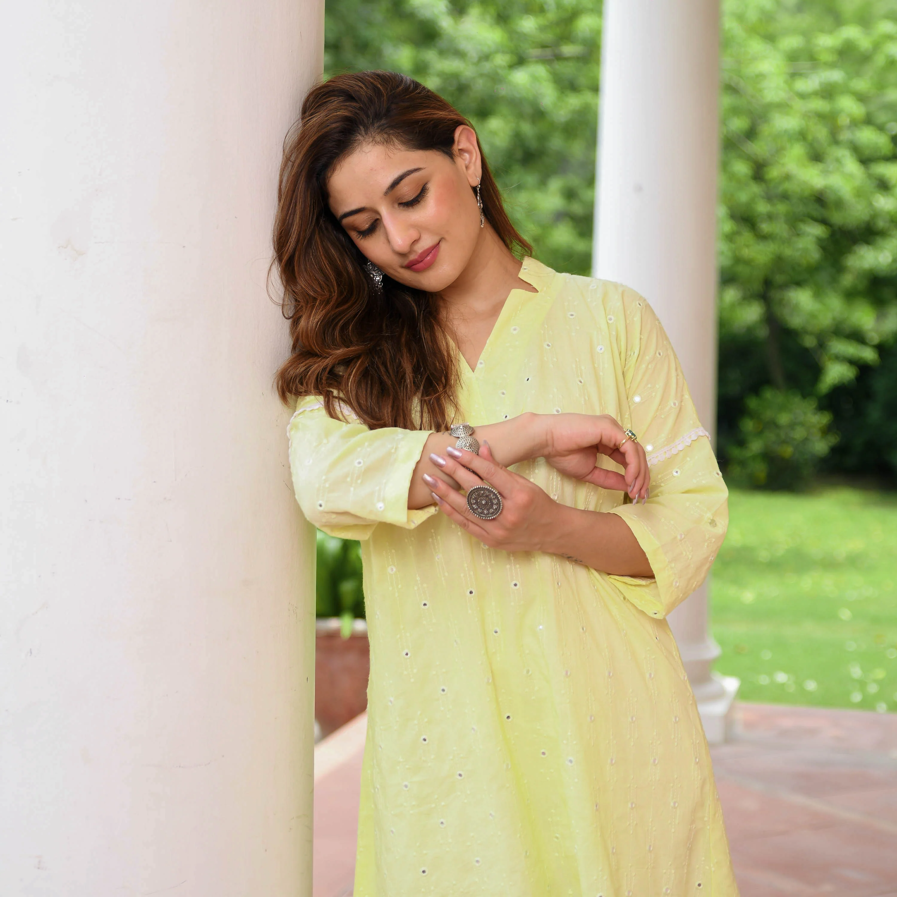 Yellow Embroidered Cotton Kurta Pants - Woolfily