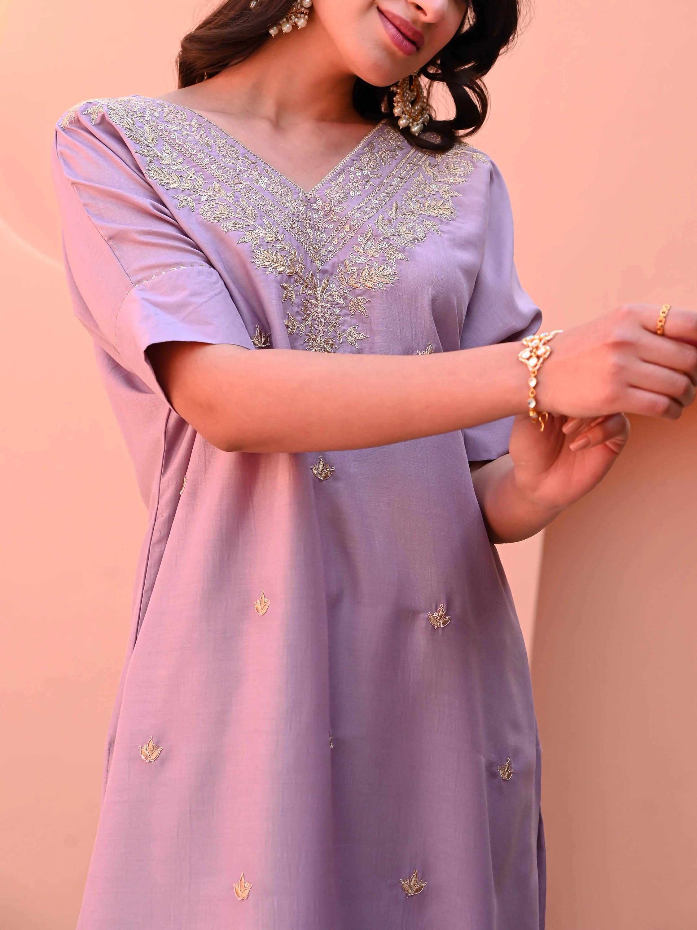 Purple Rose Silk Kurta Set - Woolfily
