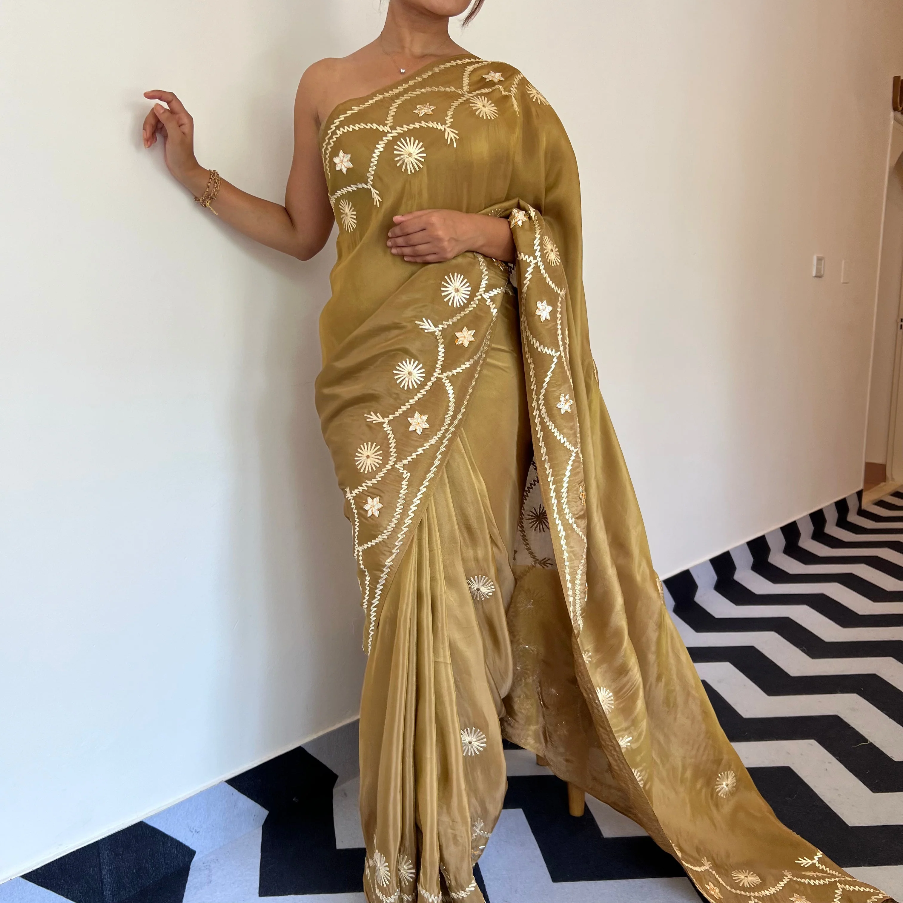 Bronze Love Tissue Saree - Woolfily