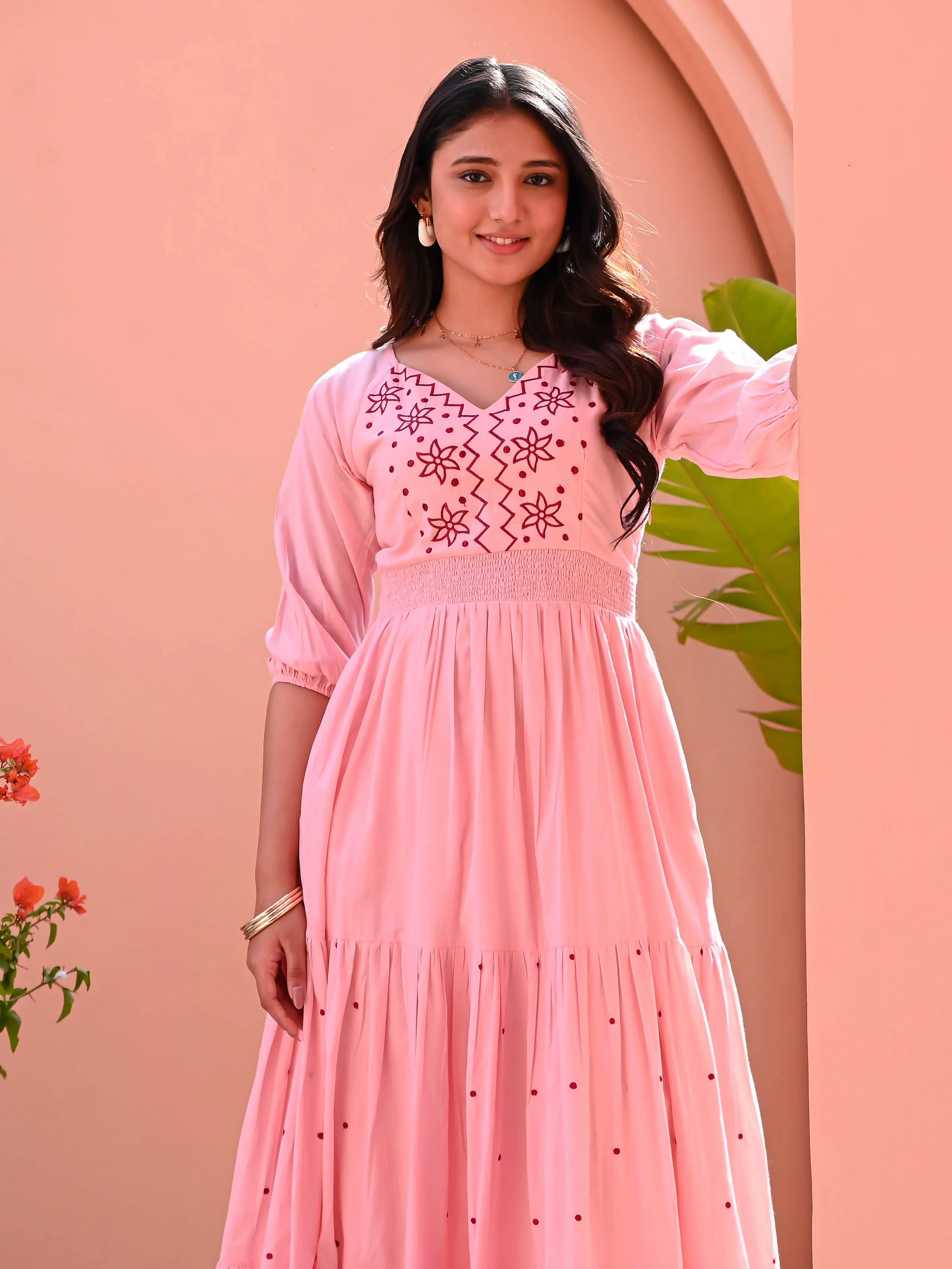 Apricot Blush Cotton Dress - Woolfily