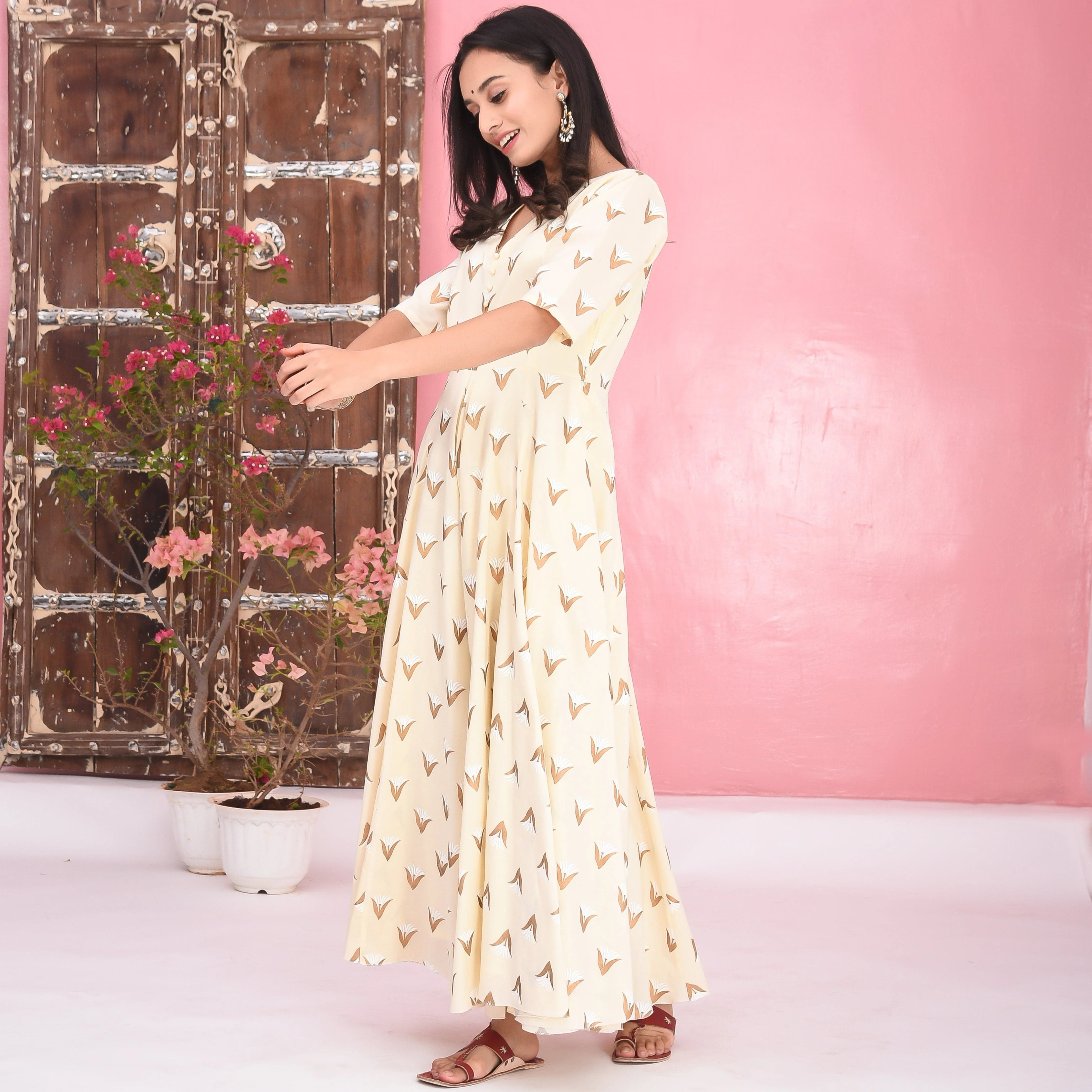 Bunaai Cream Cotton Dress - Woolfily