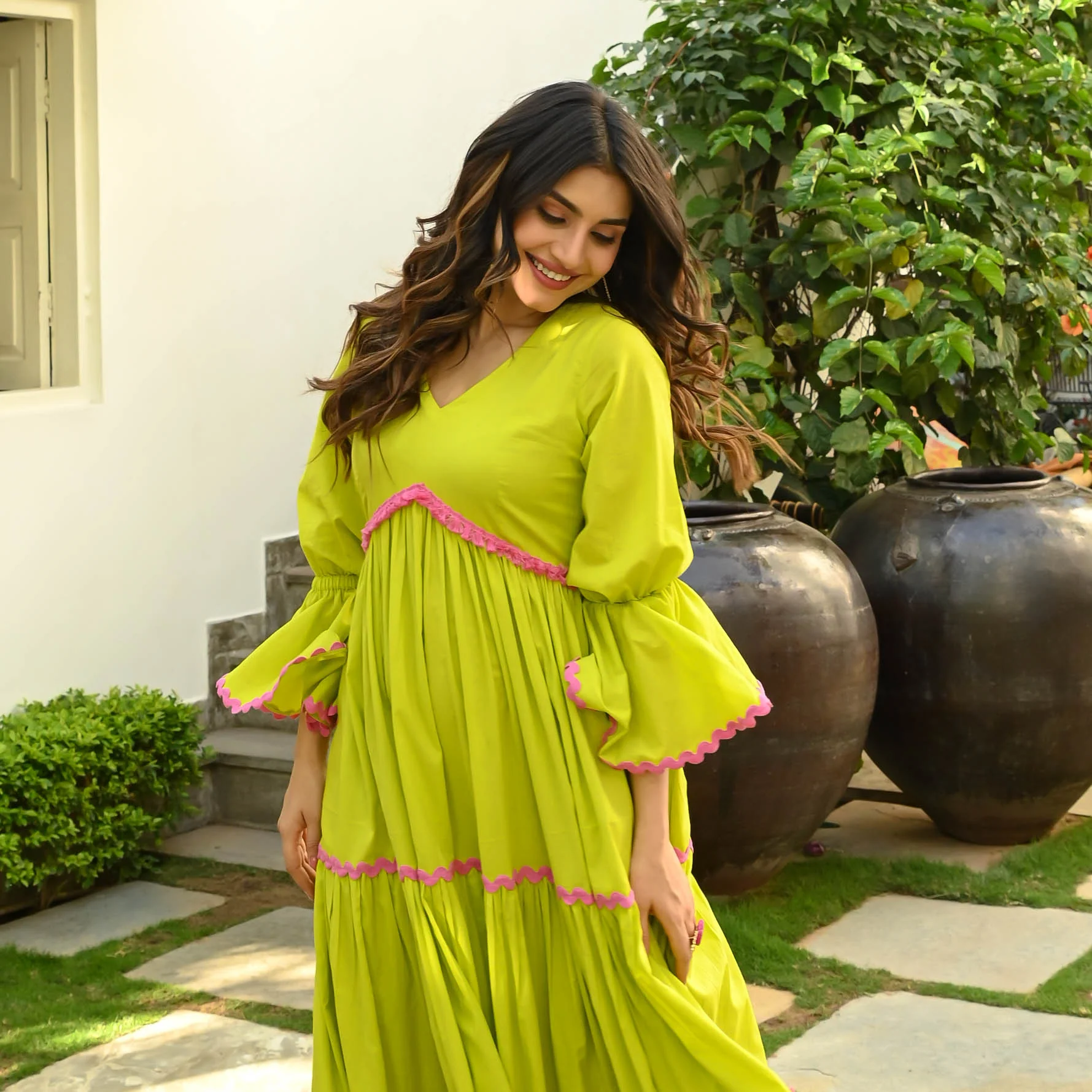 Bunaai TENDER GREEN COTTON DRESS - Woolfily