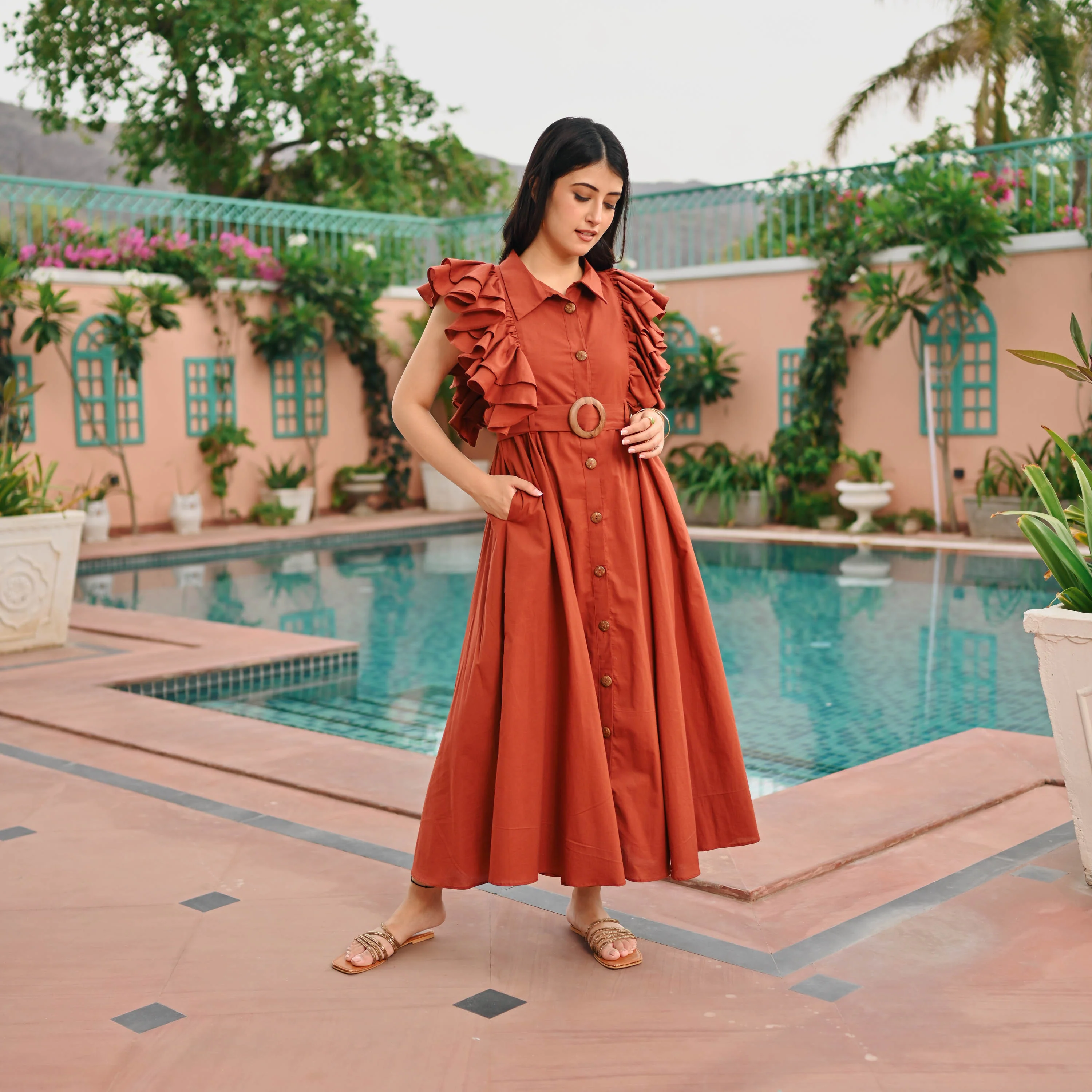 Bunaai Brown Whisper Cotton Dress - Woolfily