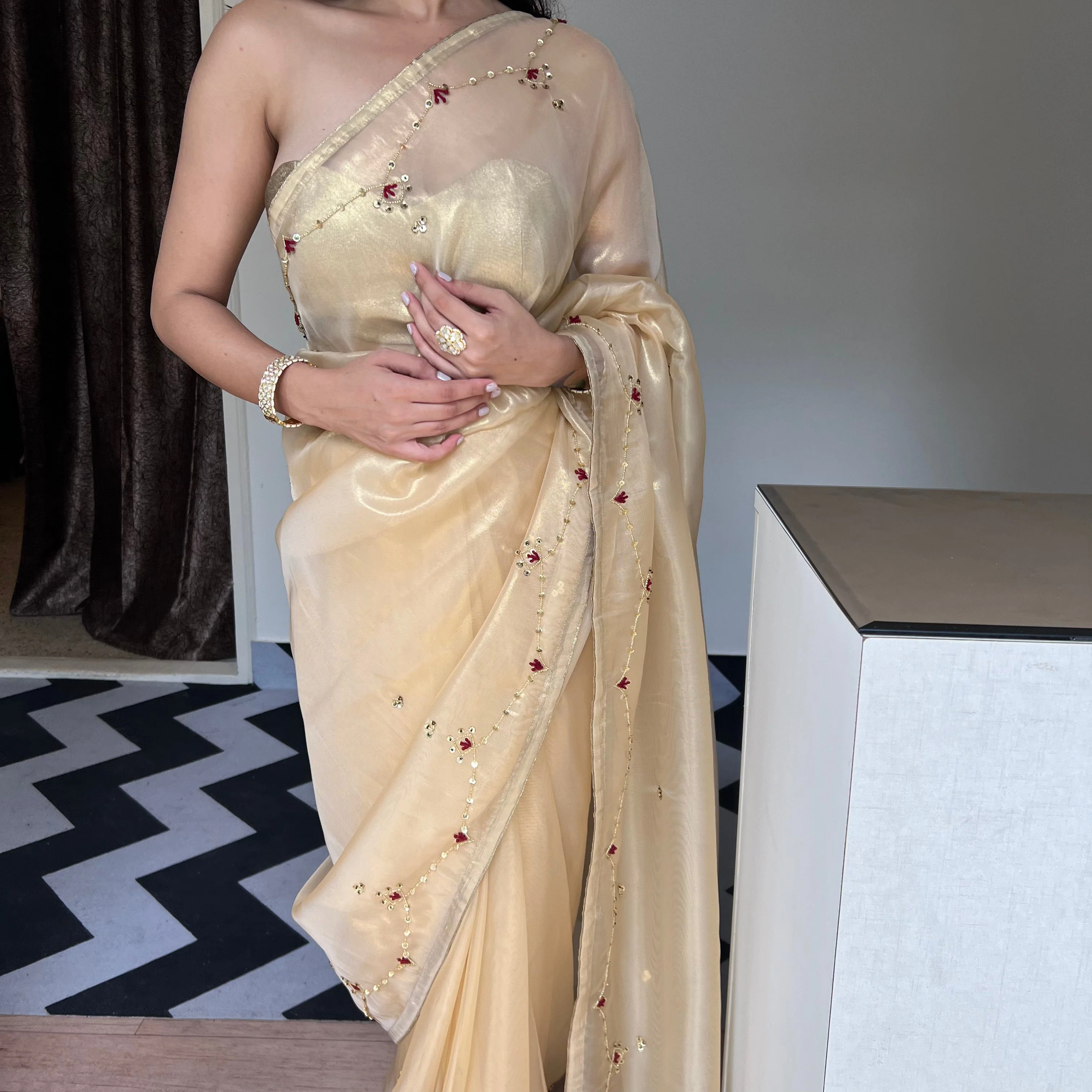 Golden Grace Saree - Woolfily