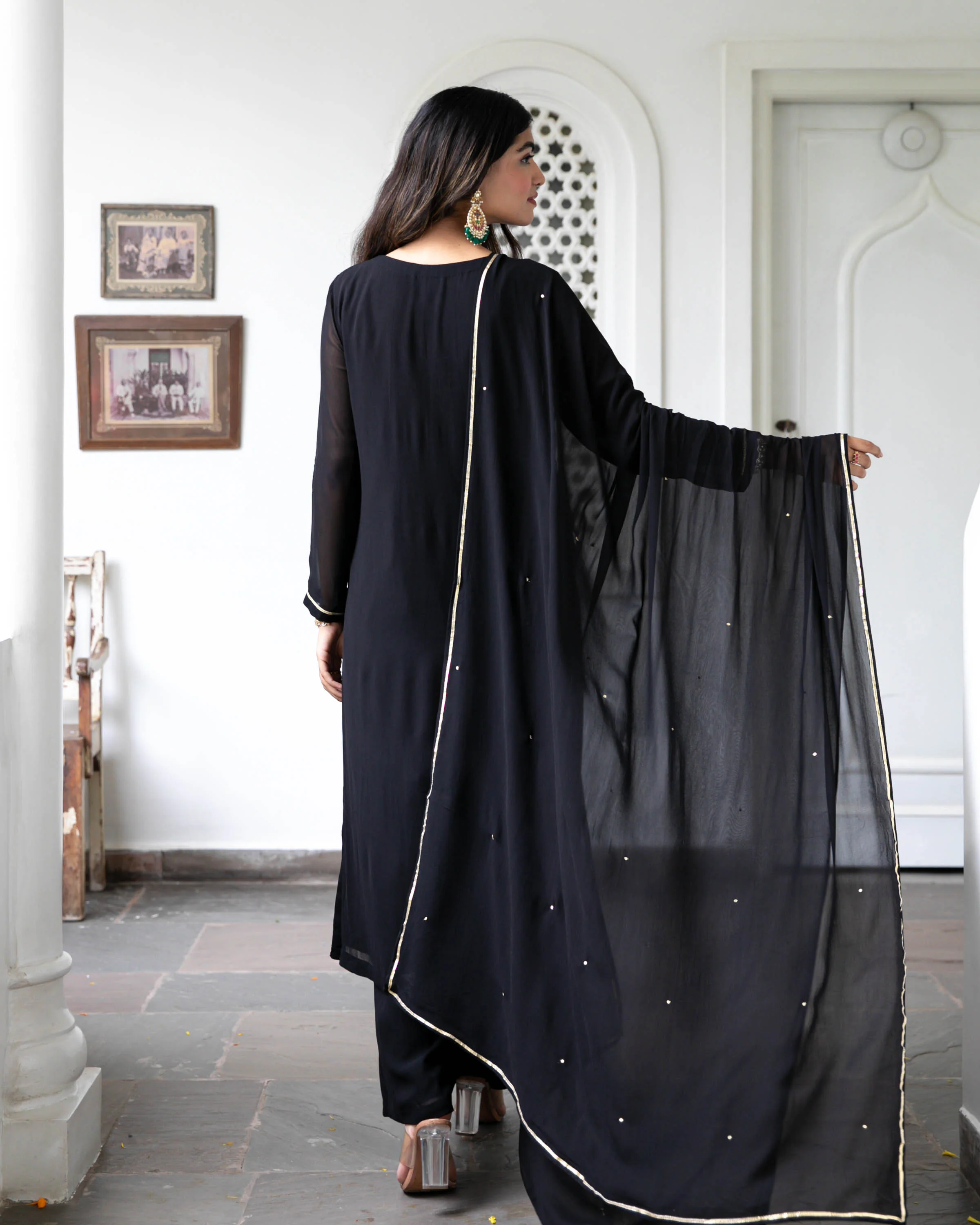 Black Hand Embroideres Suit Set - Woolfily