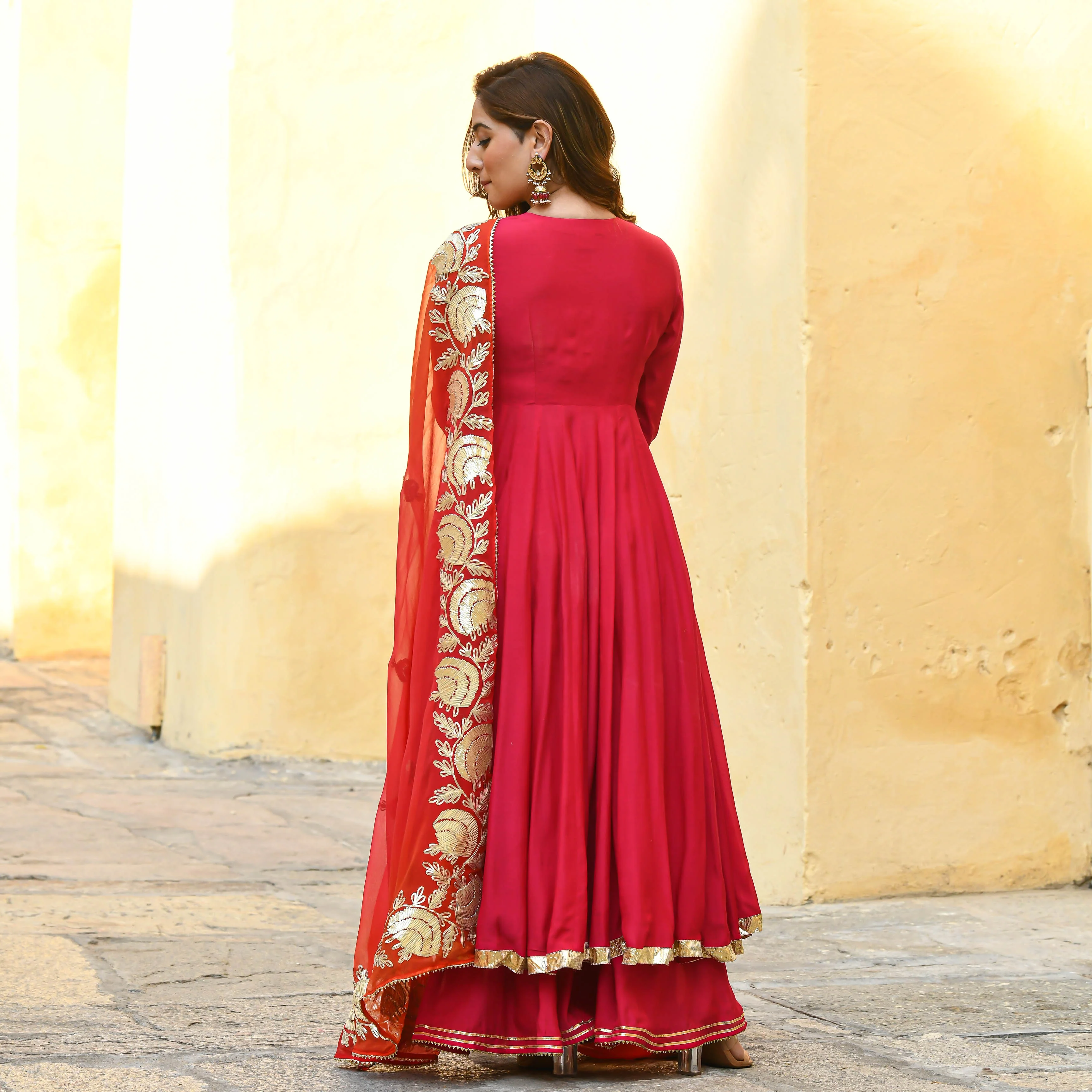 Pink Orange Shades Gotta Work Salwar Suit - Woolfily