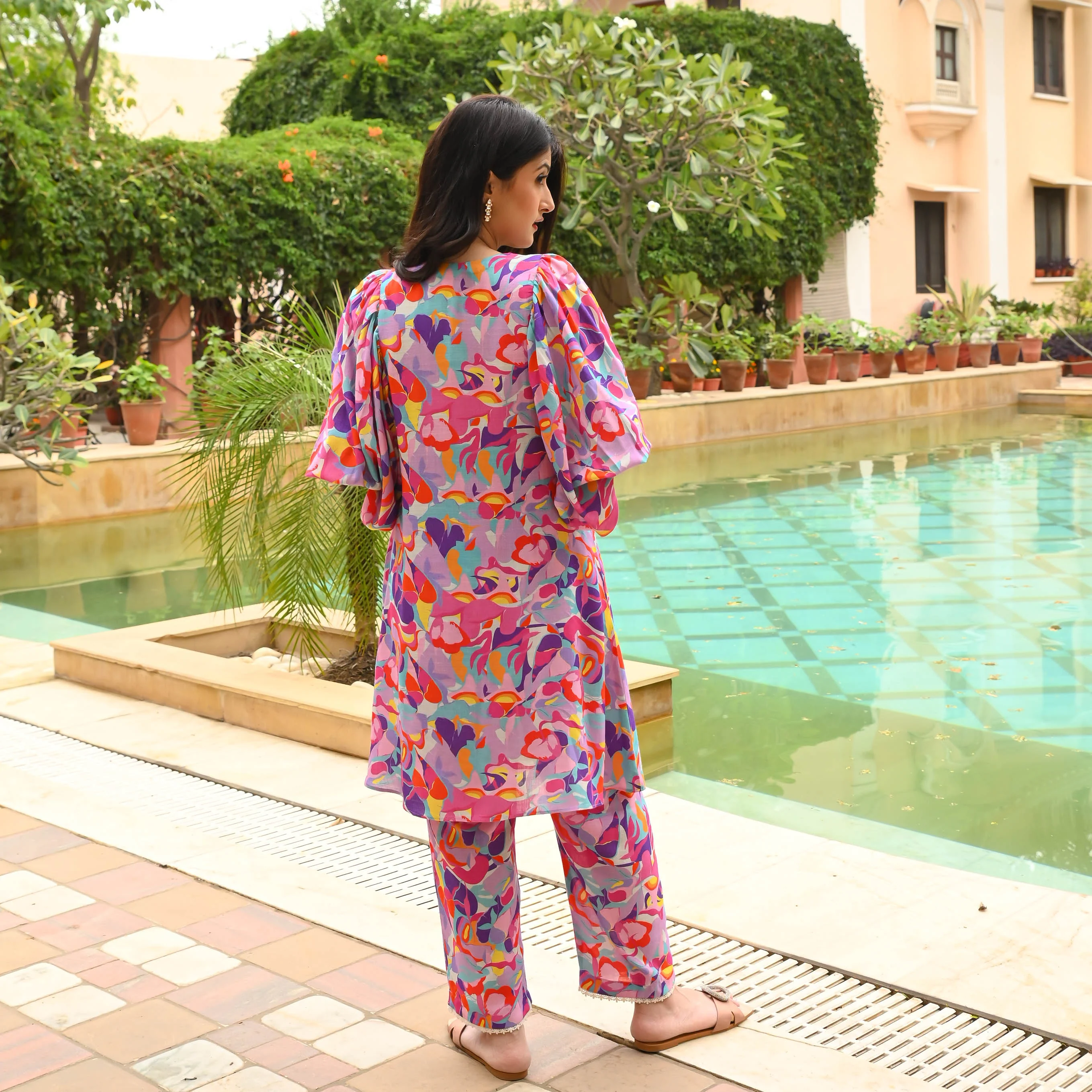 Vibrant Print Kurta Pants - Woolfily