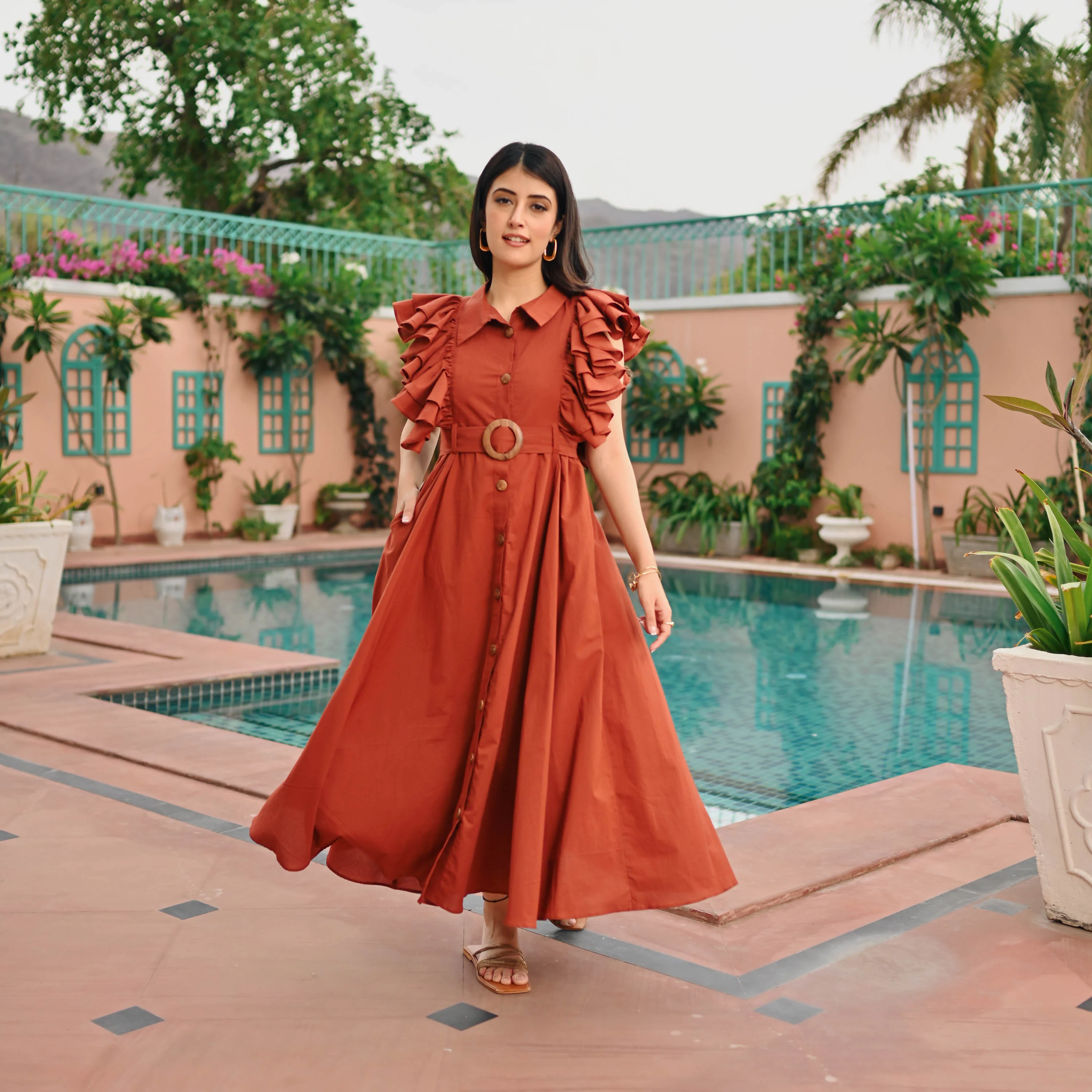 Bunaai Brown Whisper Cotton Dress - Woolfily