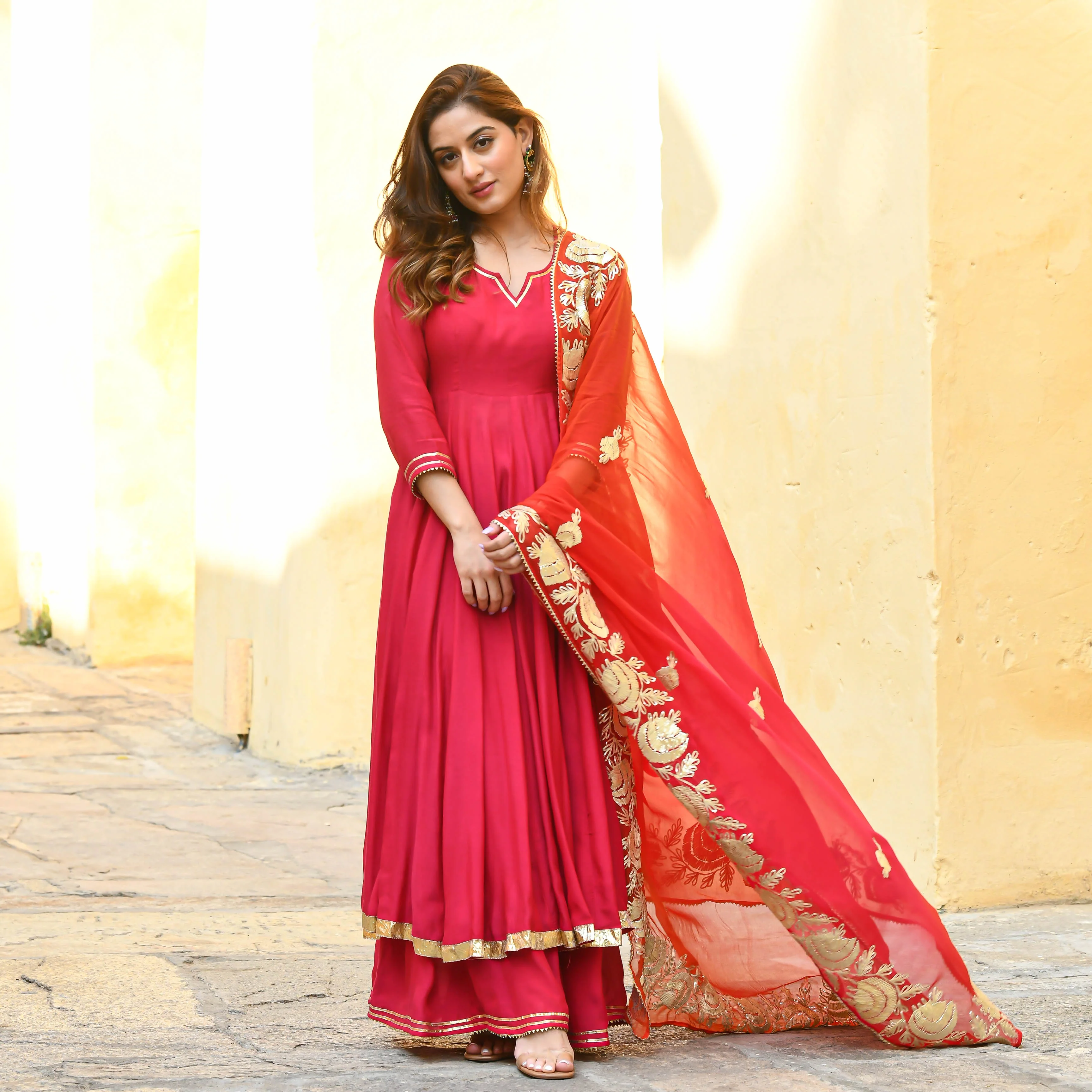 Pink Orange Shades Gotta Work Salwar Suit - Woolfily