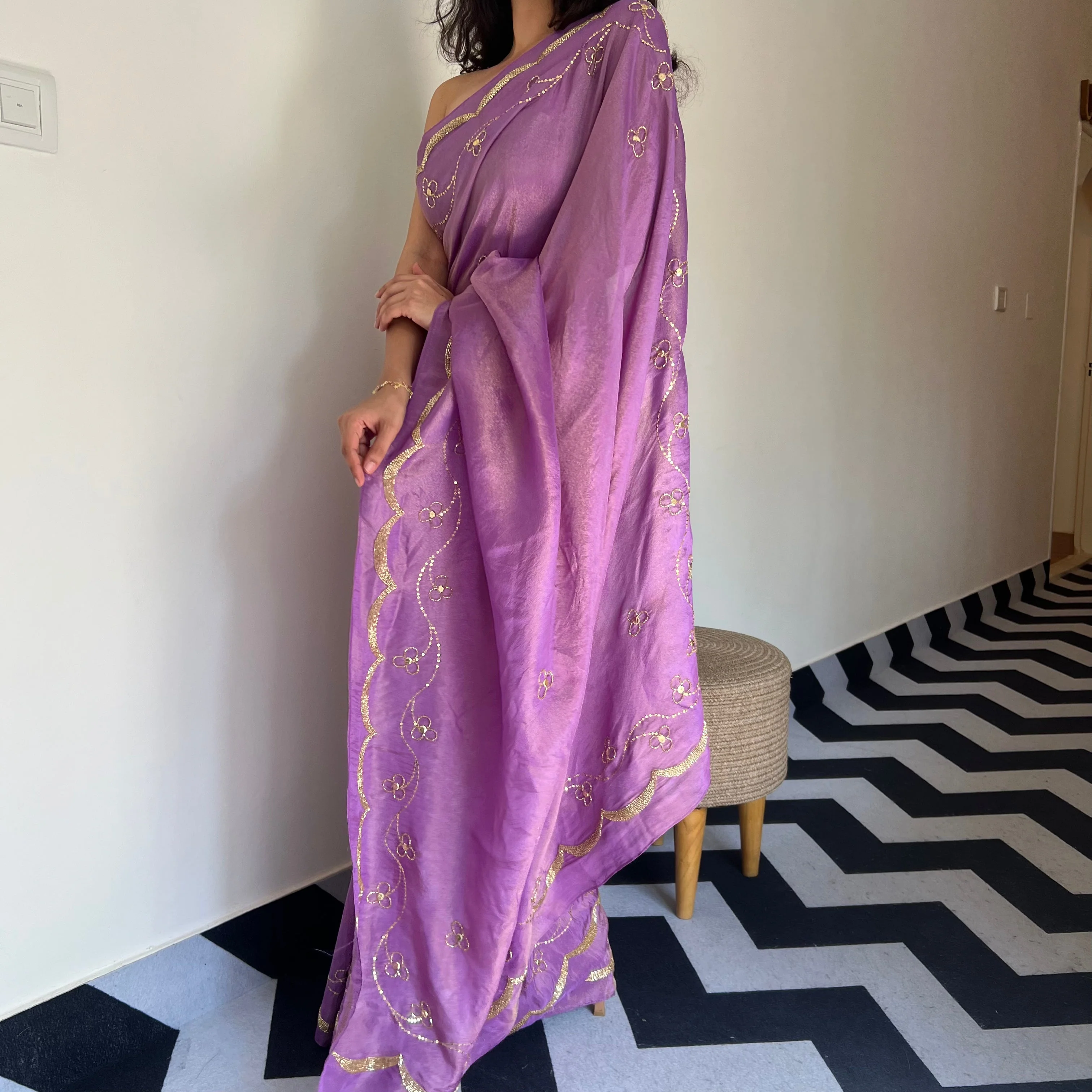 Purple Paradise Tissue Saree - Woolfily
