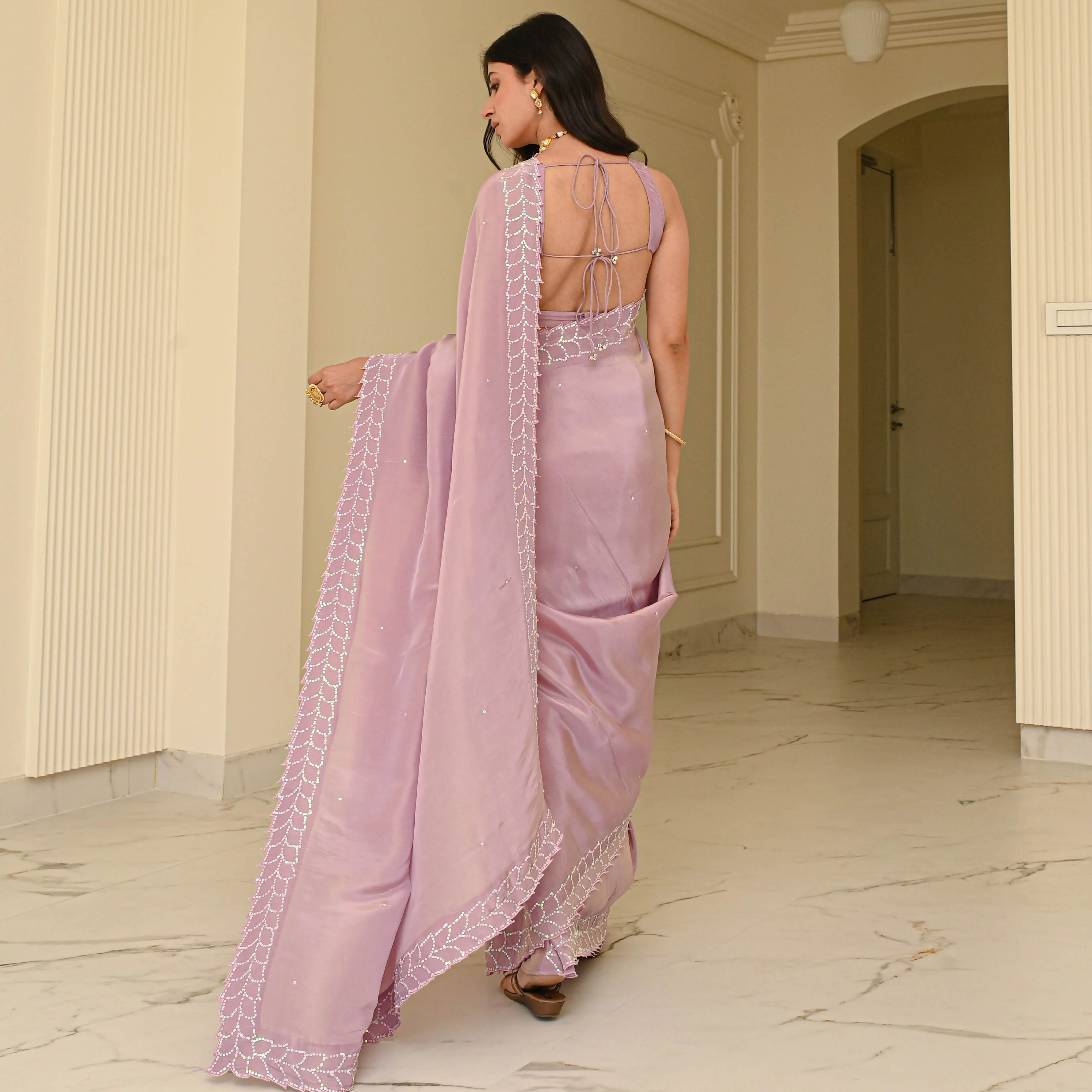 Carnation Tissue Saree - Woolfily