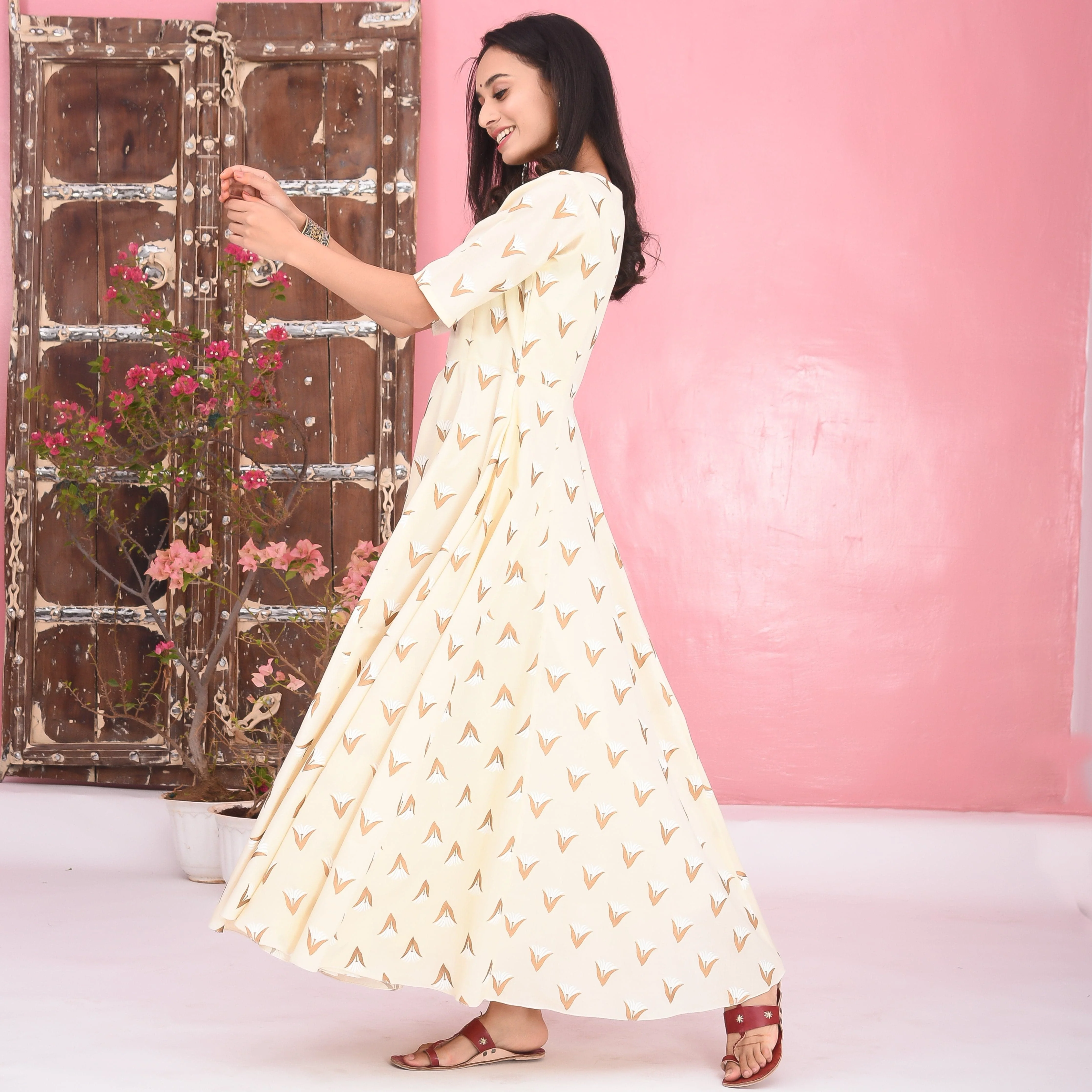 Bunaai Cream Cotton Dress - Woolfily