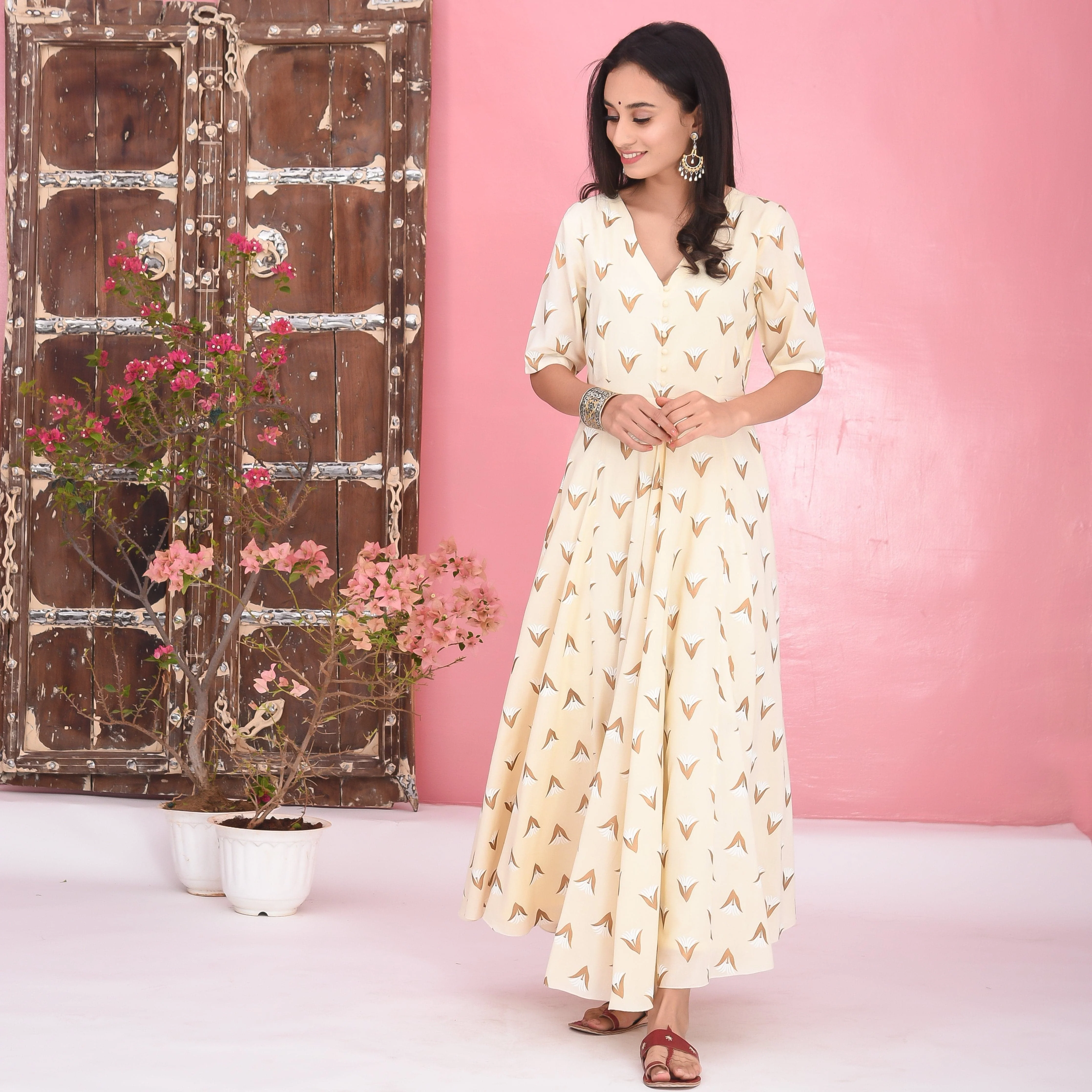 Bunaai Cream Cotton Dress - Woolfily
