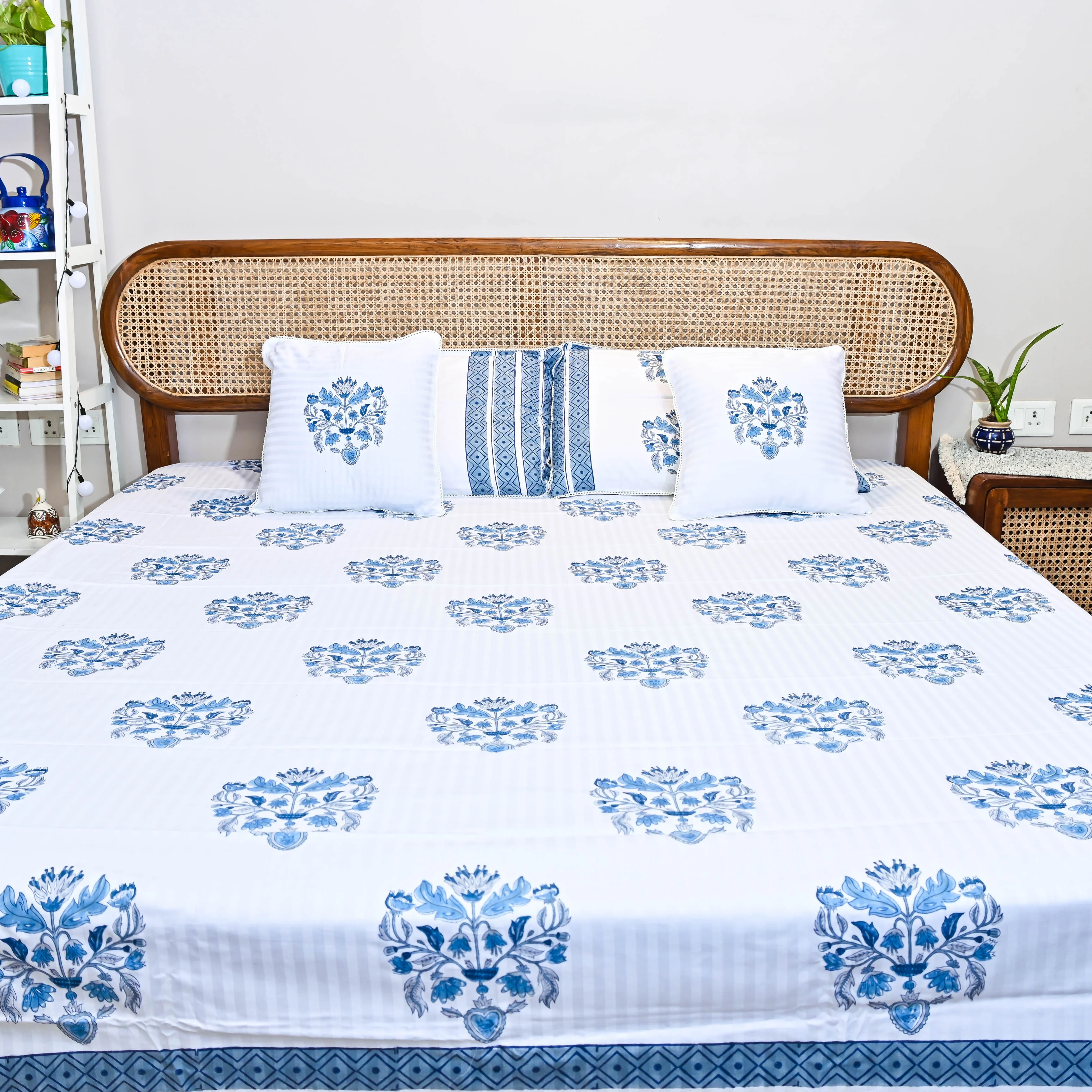 Bunaai Happy At Home Handblock Printed Bedsheet - Woolfily