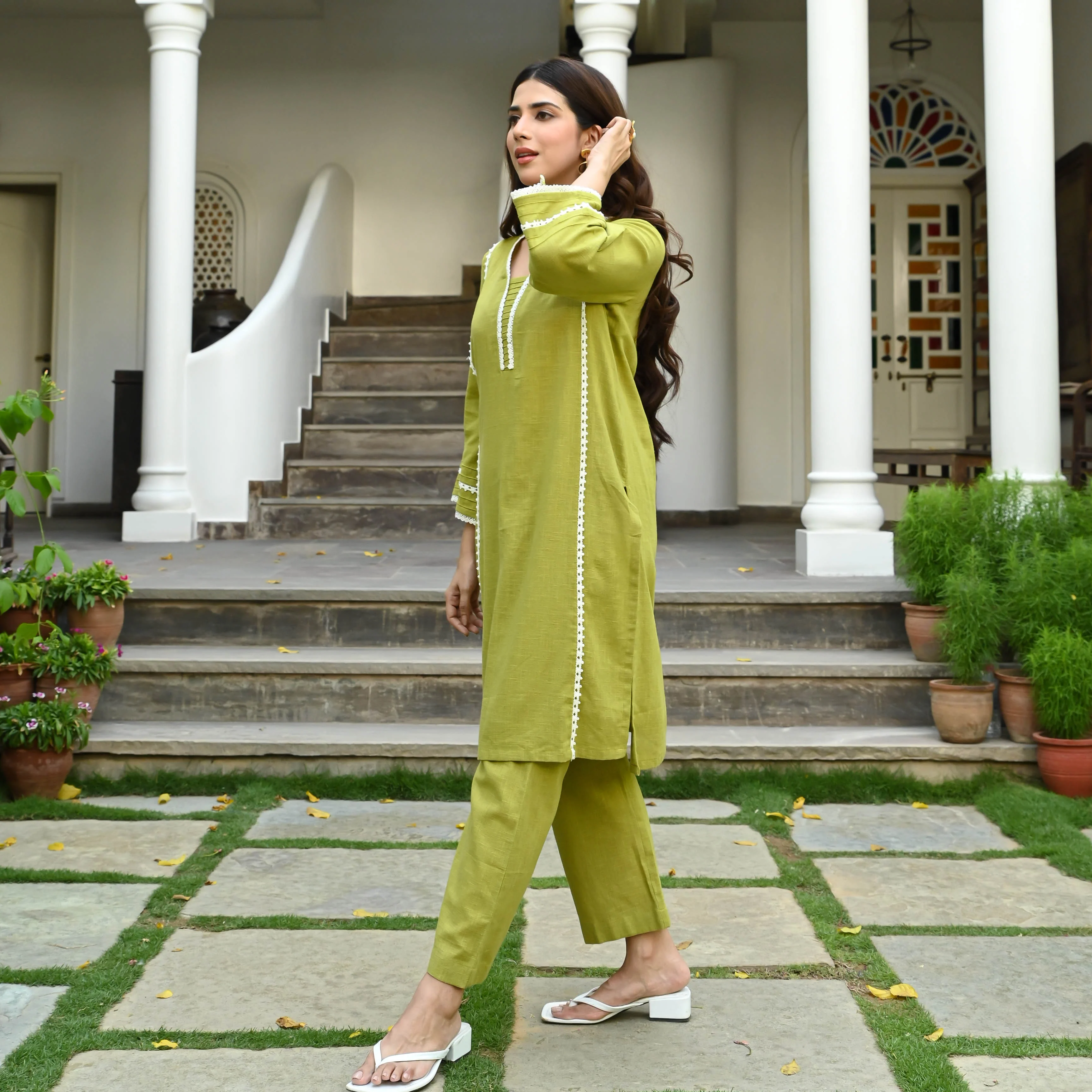 Bunaai Cotton Georgia Kurta Set - Woolfily