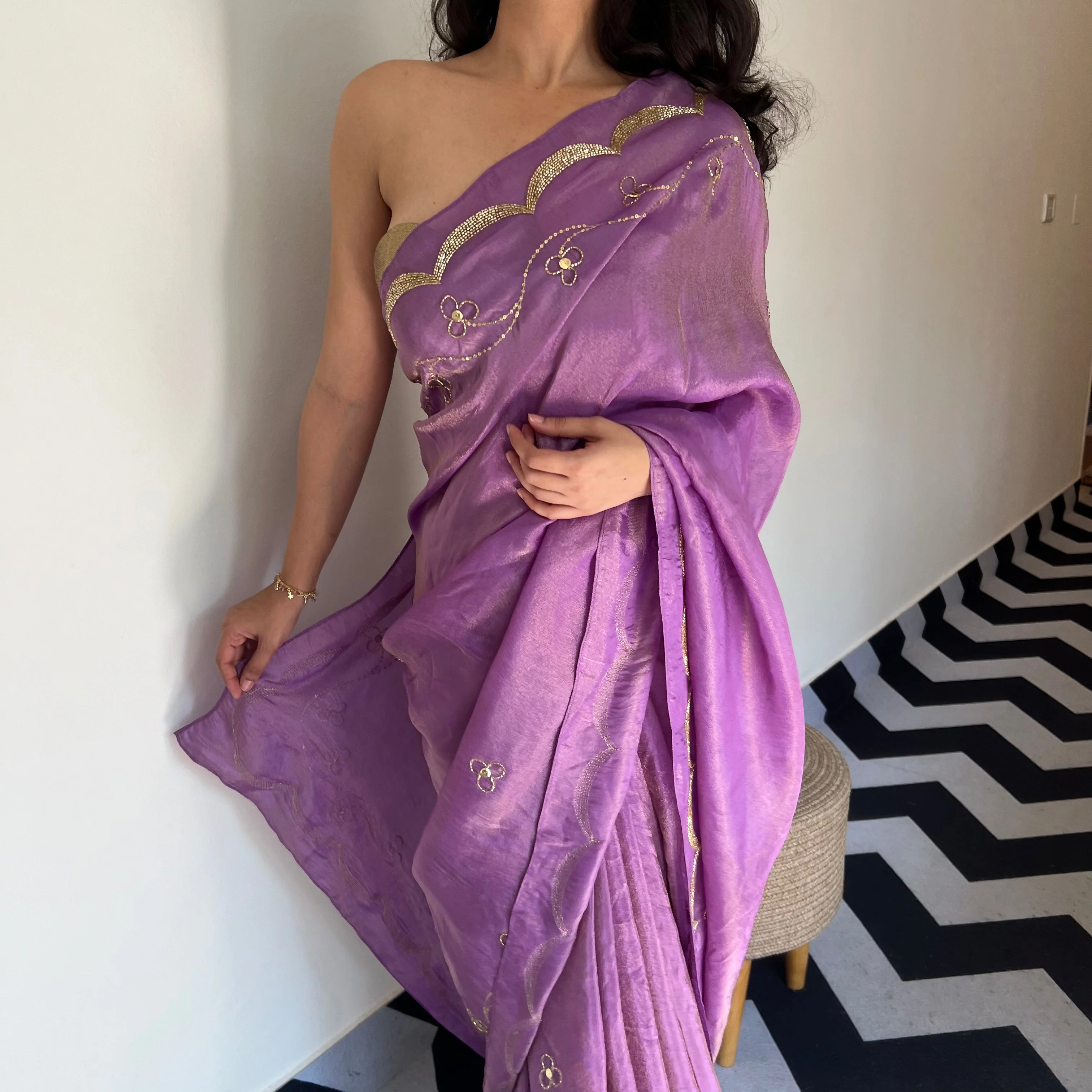 Purple Paradise Tissue Saree - Woolfily