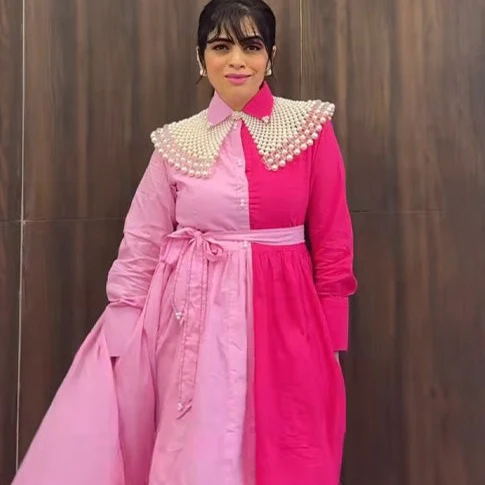 Bunaai Two-Tone Pink Cotton Dress - Woolfily