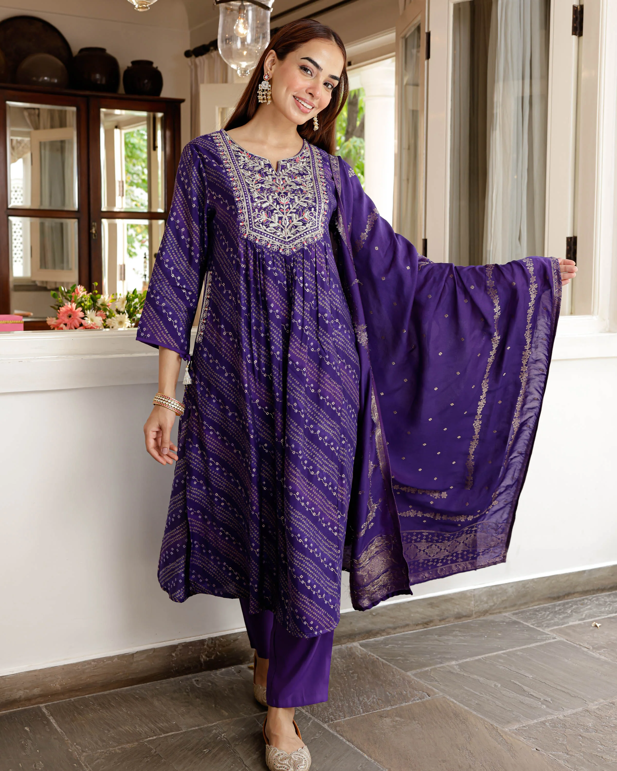 Deep Purple Embroidered Suit - Woolfily