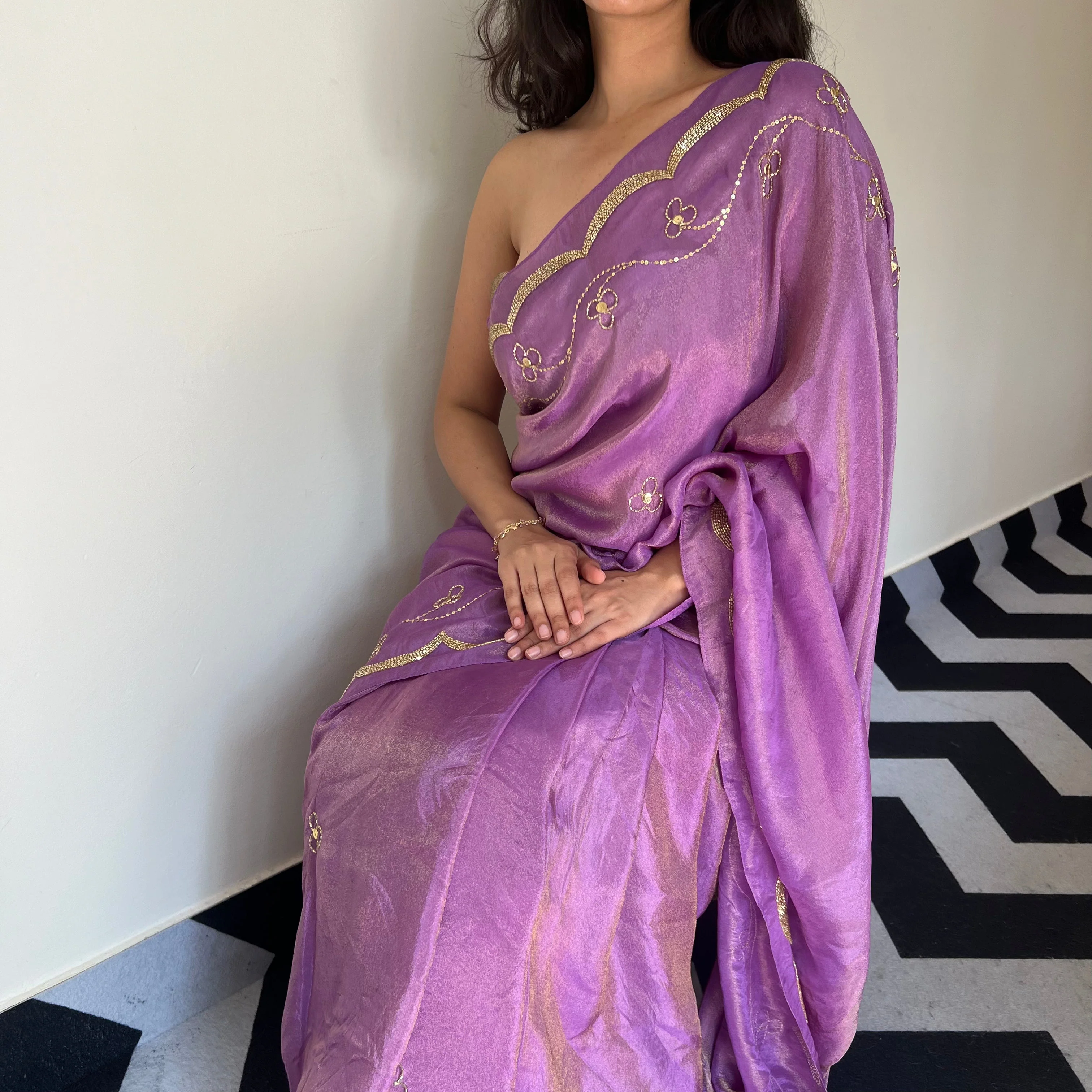 Purple Paradise Tissue Saree - Woolfily