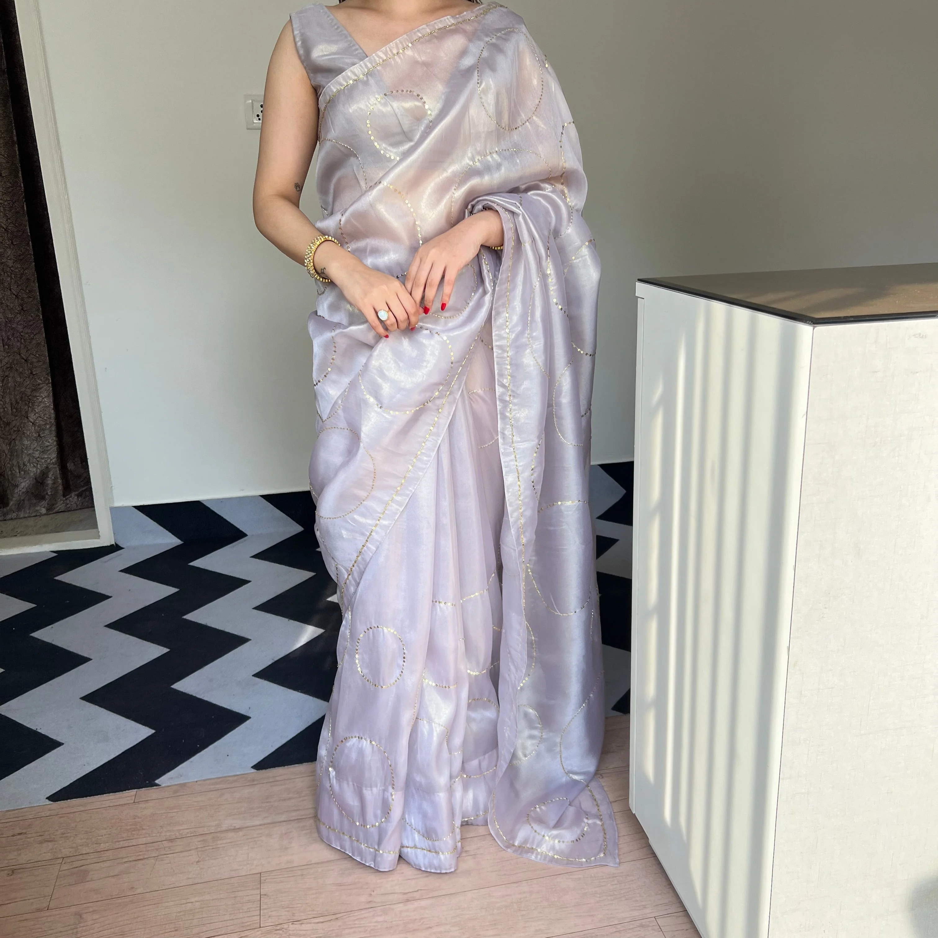Mystic Grey Saree - Woolfily