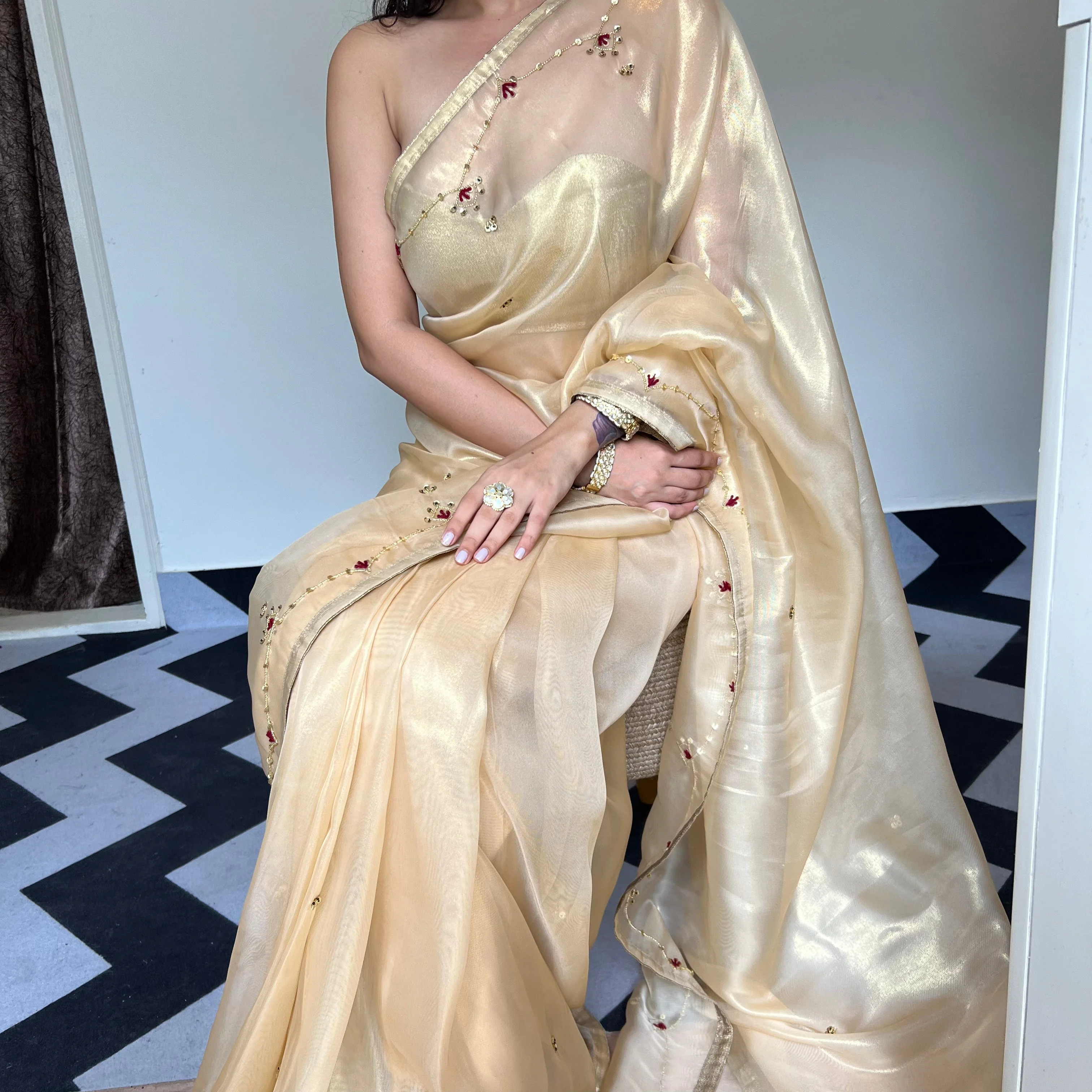 Golden Grace Saree - Woolfily