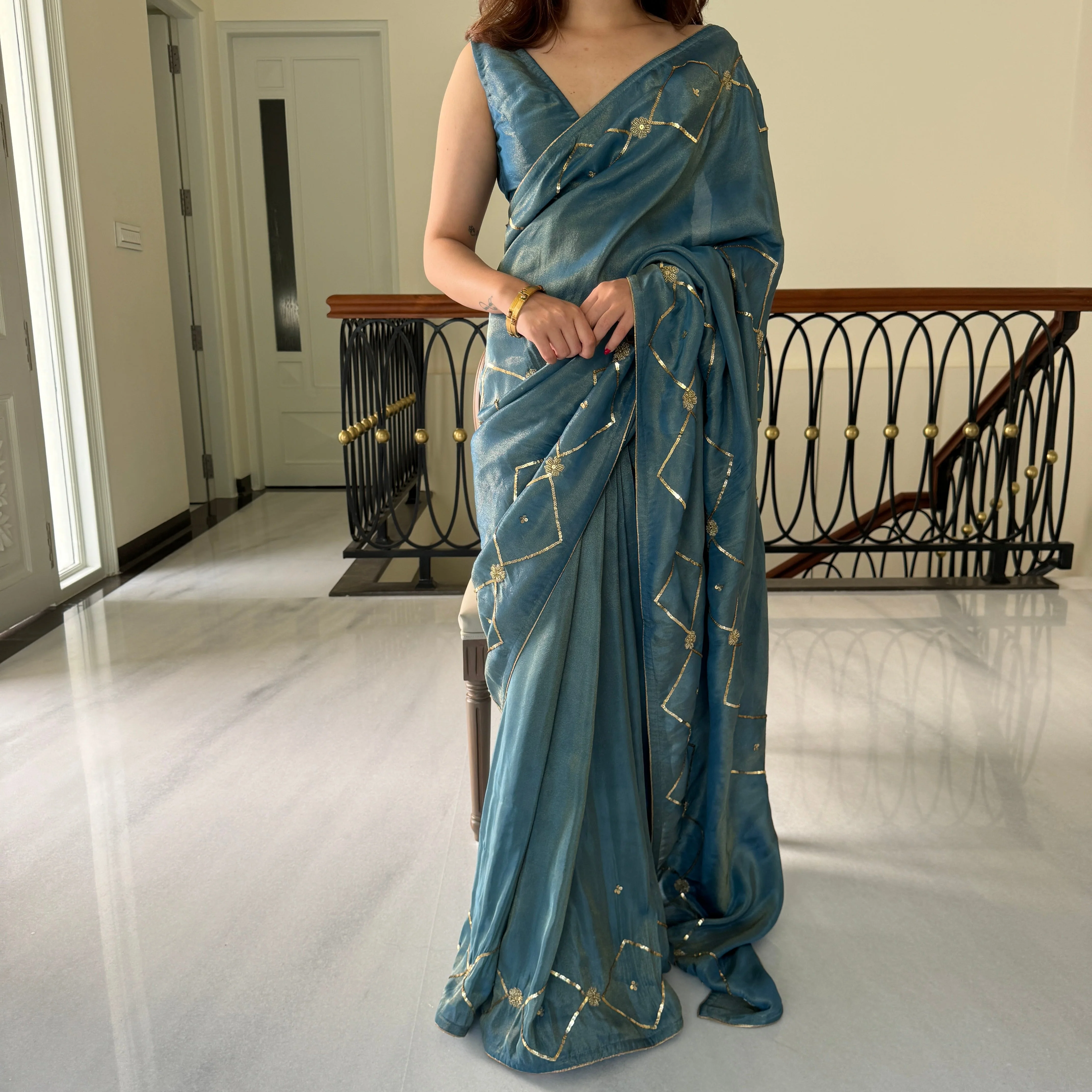 Blue Silk Saree - Woolfily