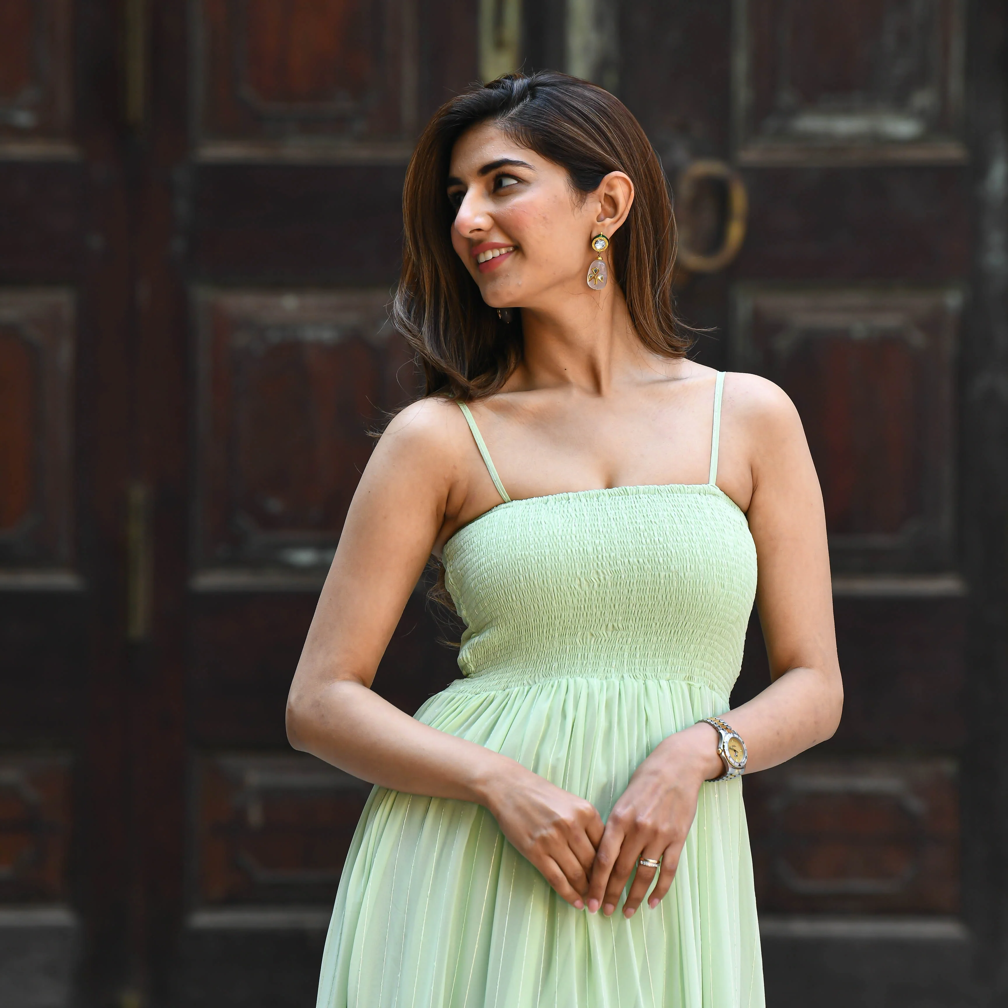 Bunaai Mint Green Sequin Maxi Dress - Woolfily