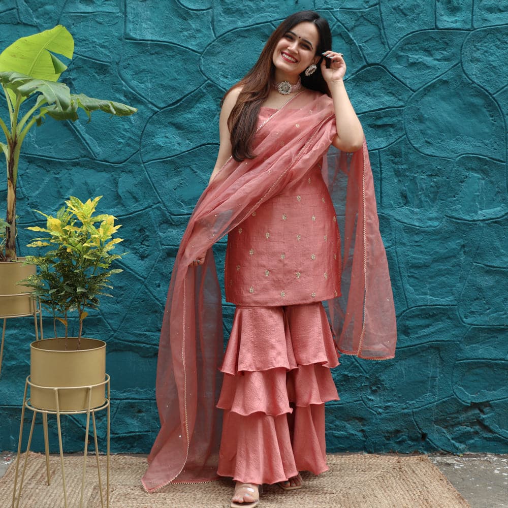 Rose Dawn Sharara Set - Woolfily