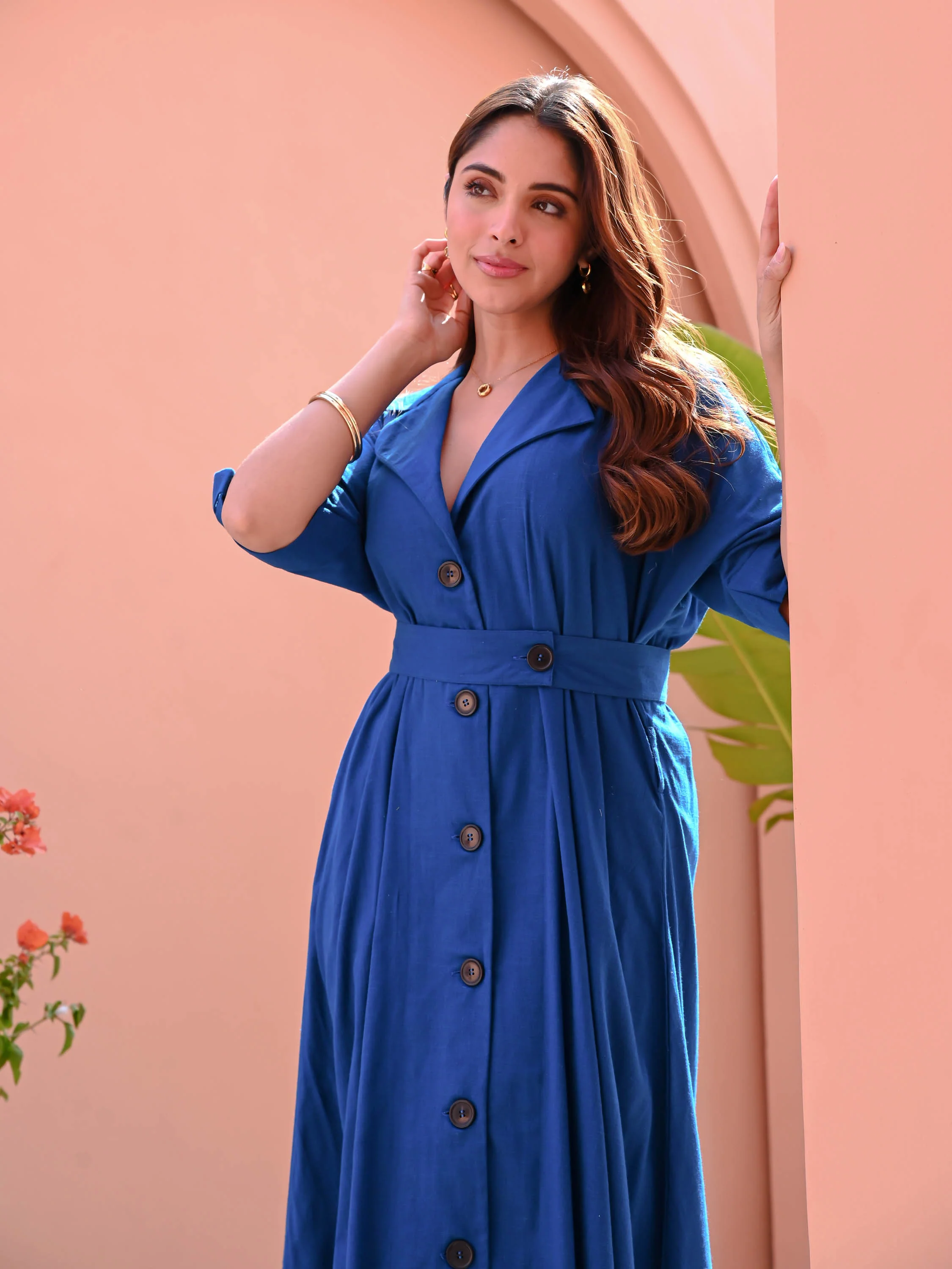 Indigo Peont Cotton Dress - Woolfily