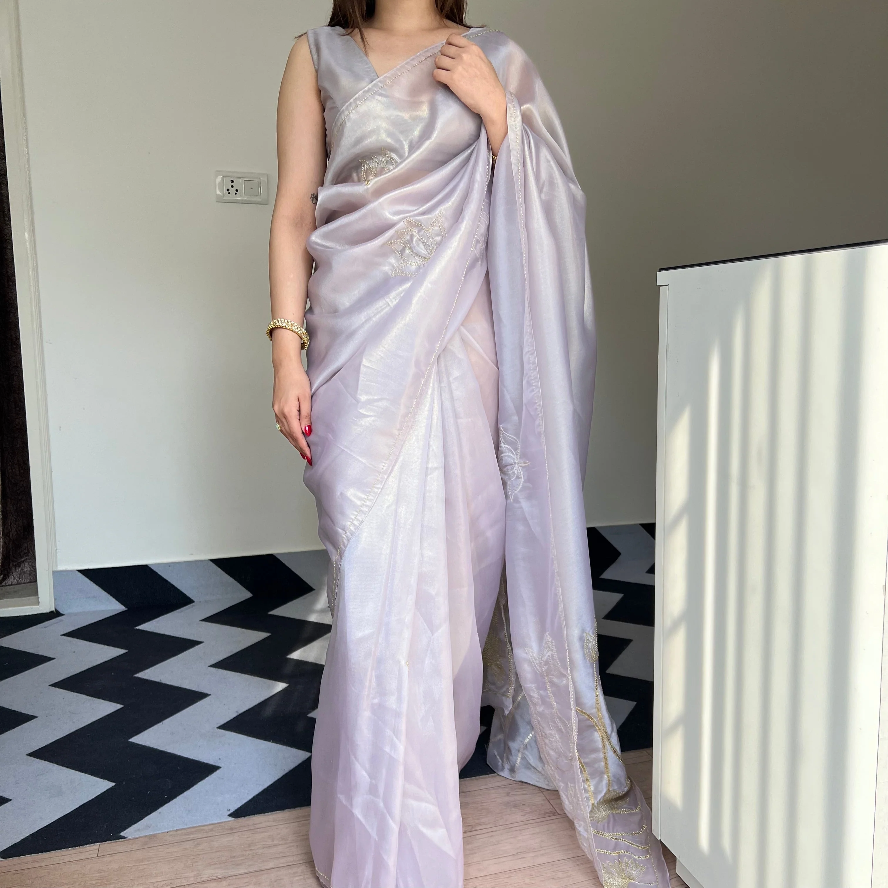 Lilac Grace Saree - Woolfily