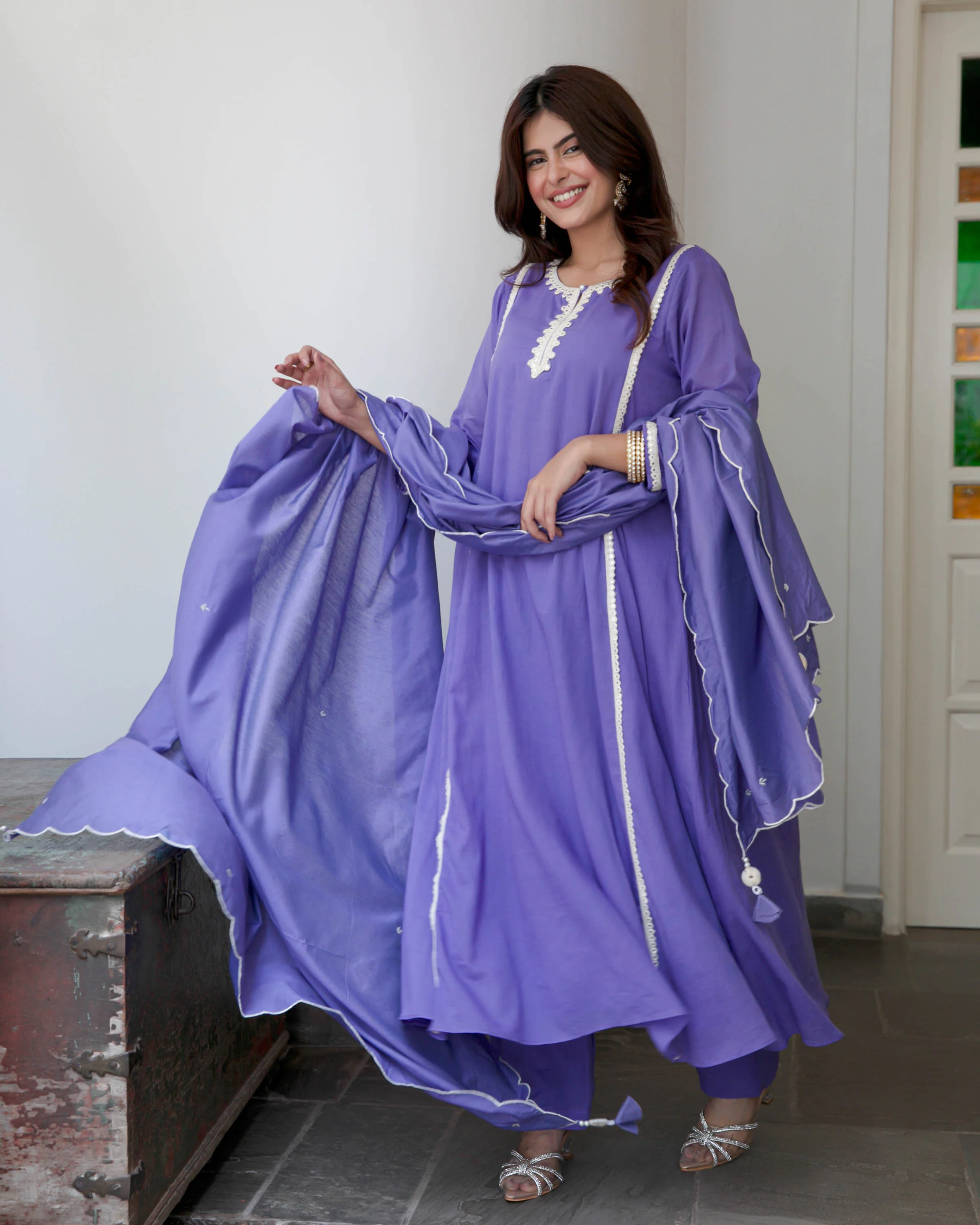 Purple Cotton Suit Set - Woolfily