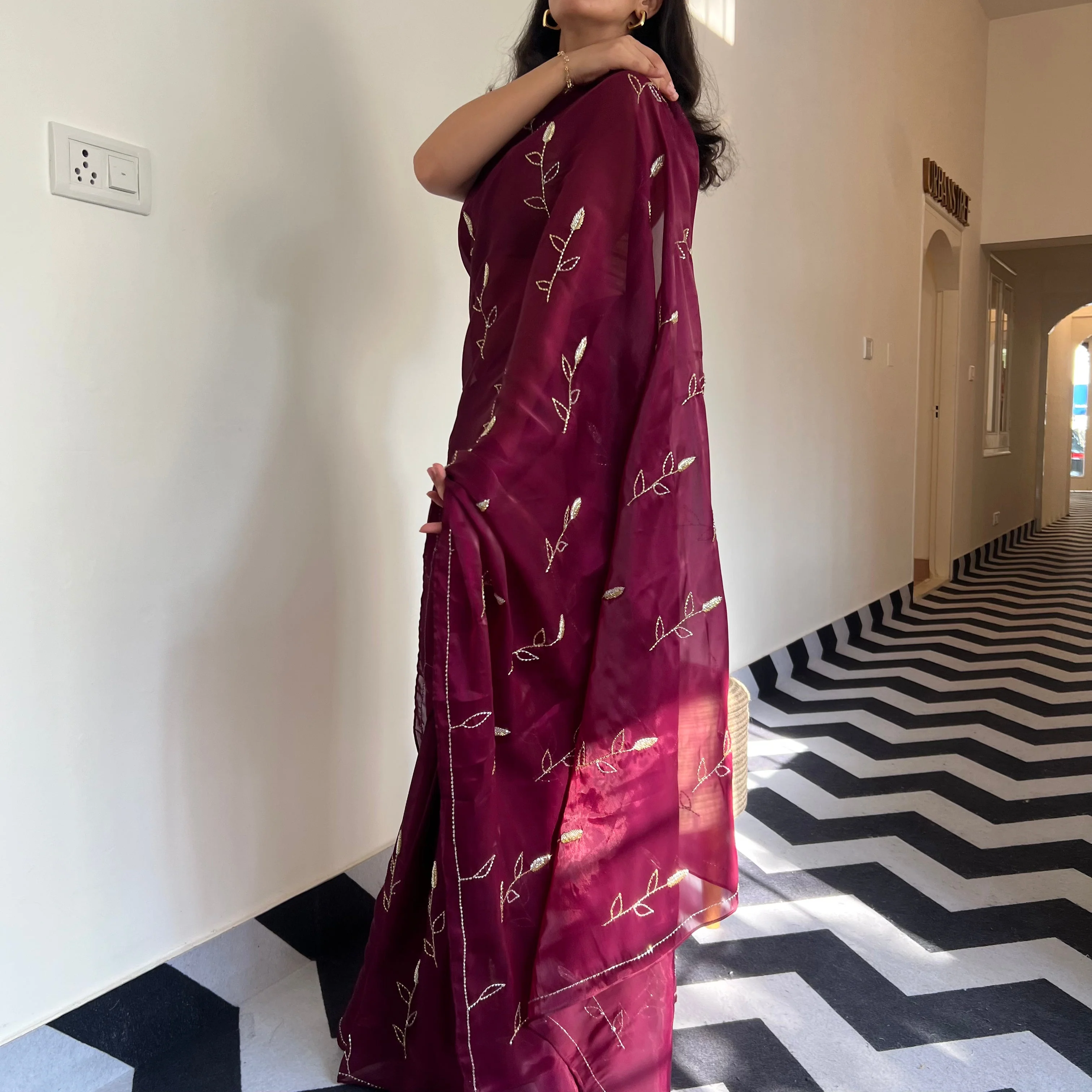 Berry Bliss Tissue Saree - Woolfily