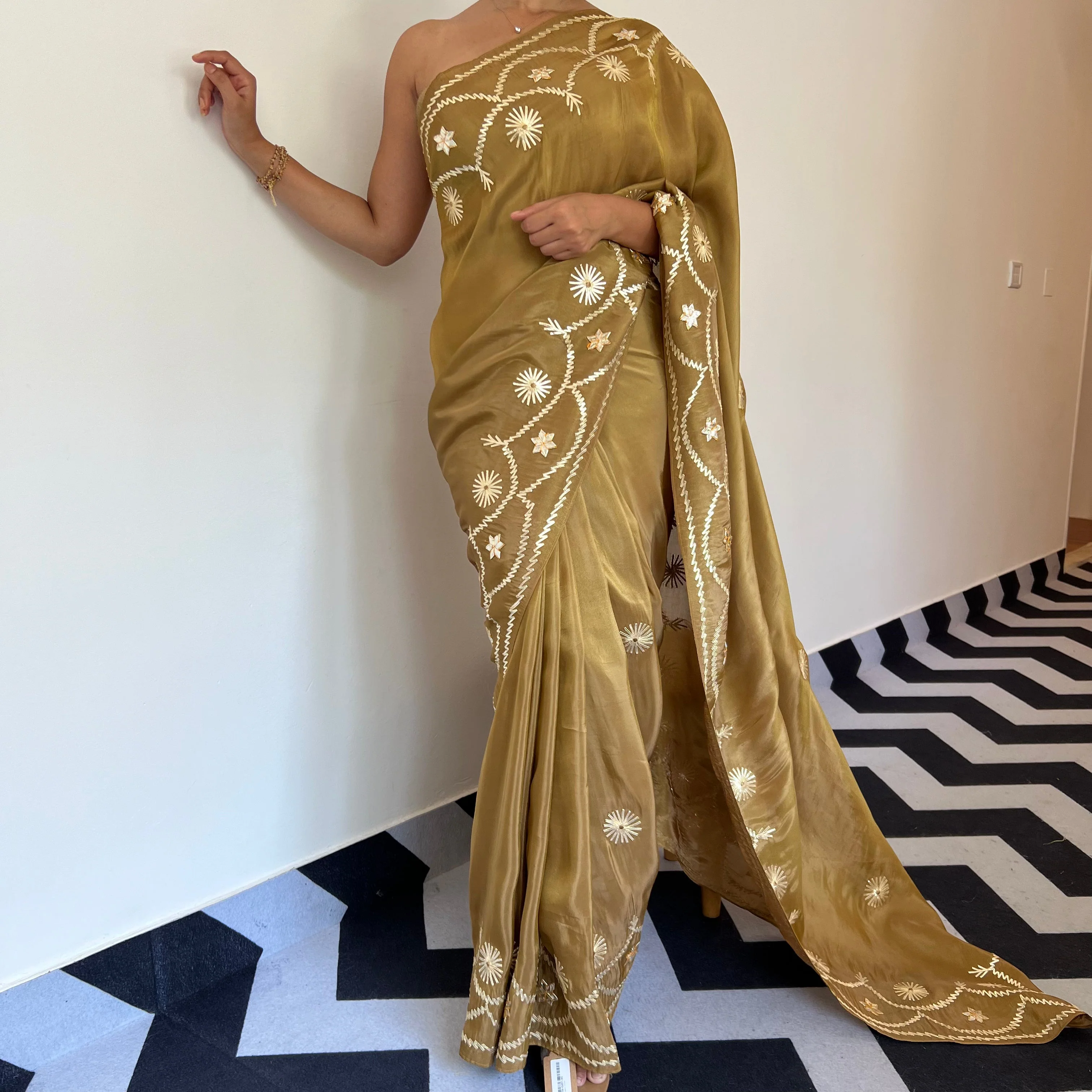 Bronze Love Tissue Saree - Woolfily