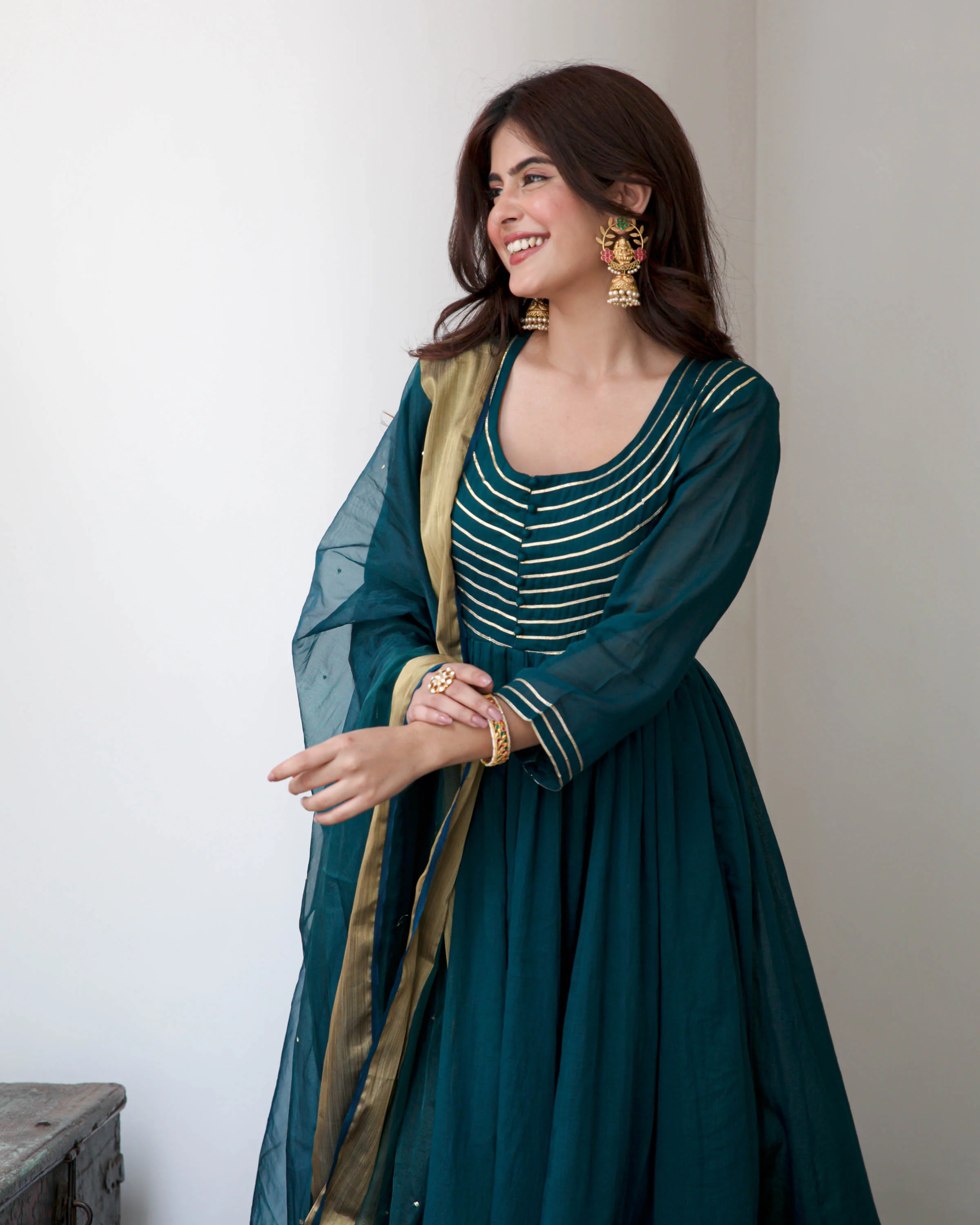 Teal Green  Cotton Suit Set - Woolfily