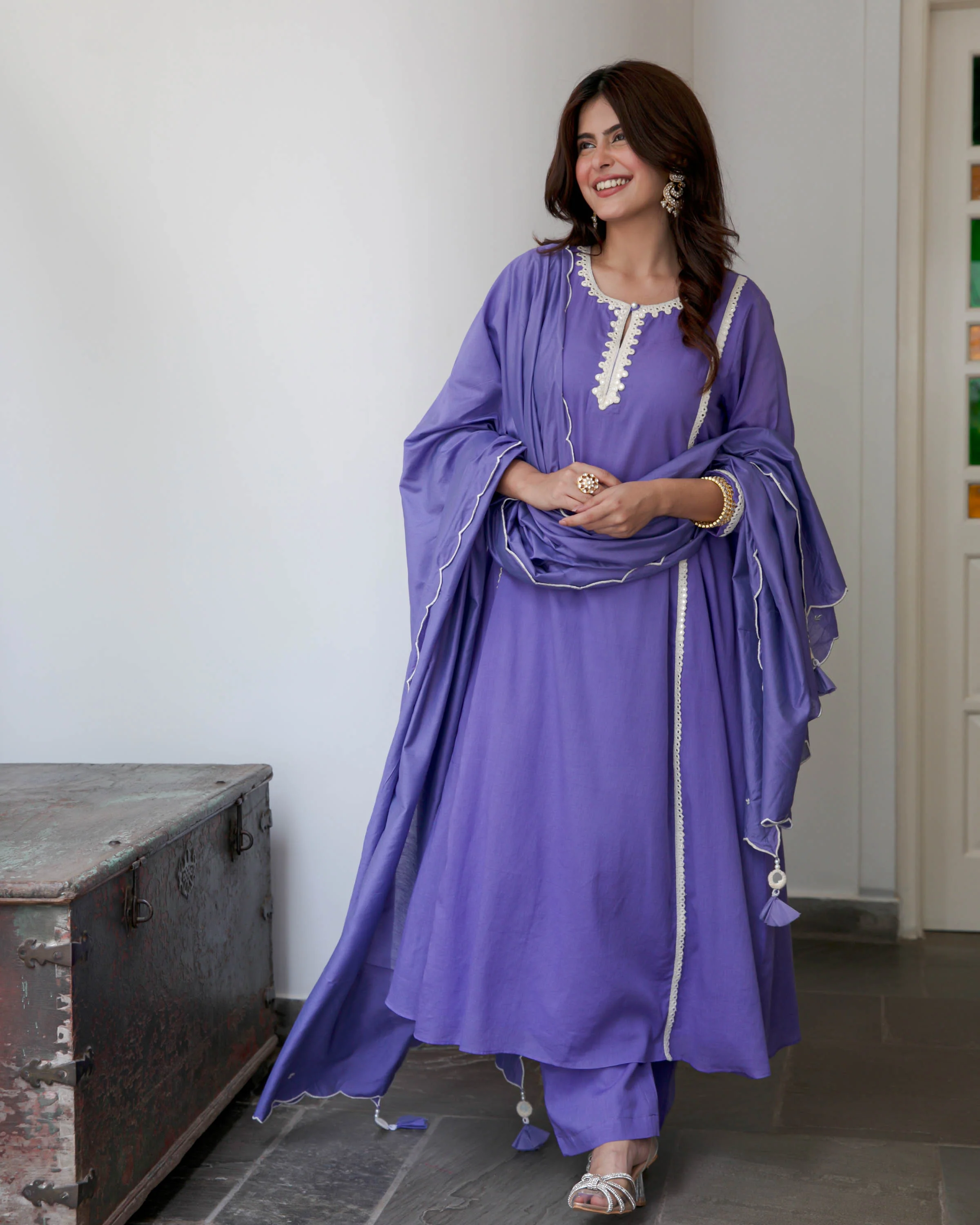 Purple Cotton Suit Set - Woolfily