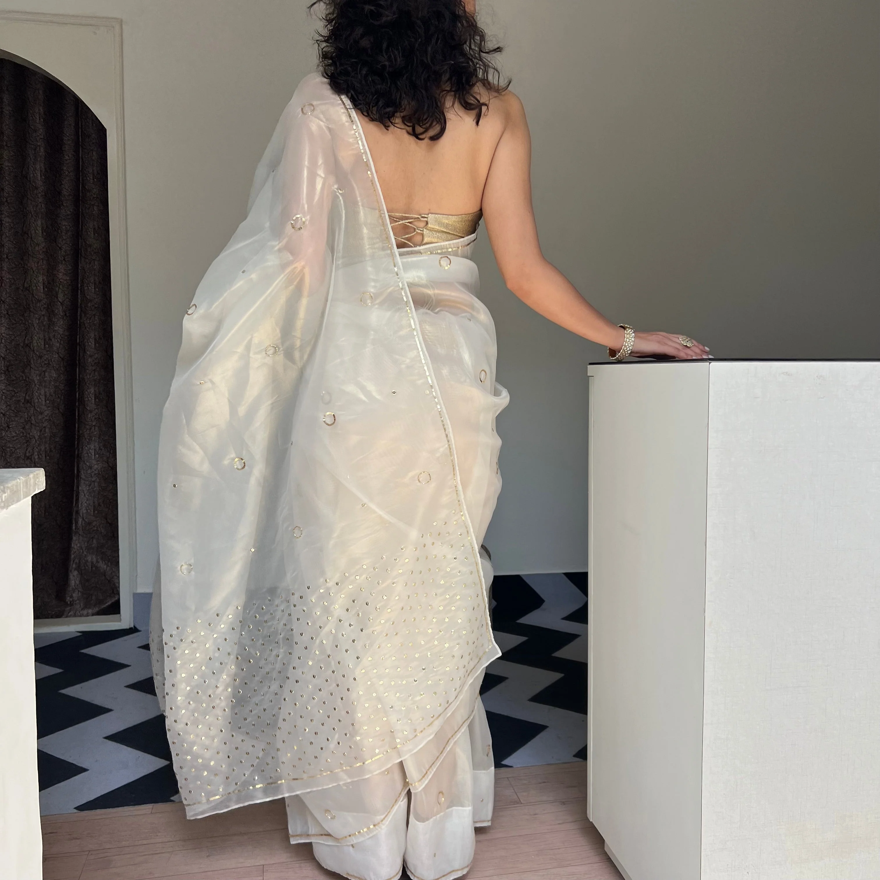 Ivory Grace Tissue Saree - Woolfily