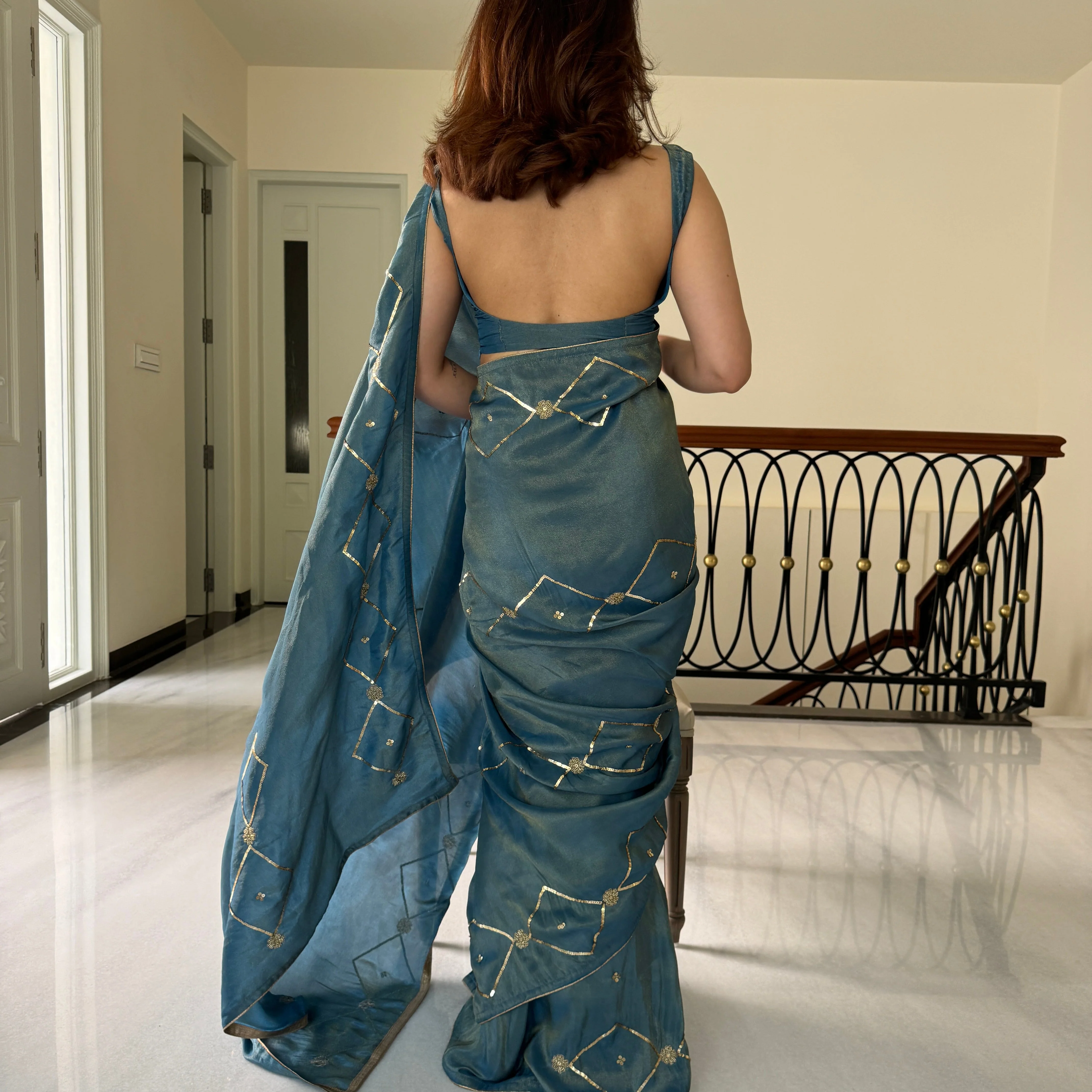 Blue Silk Saree - Woolfily