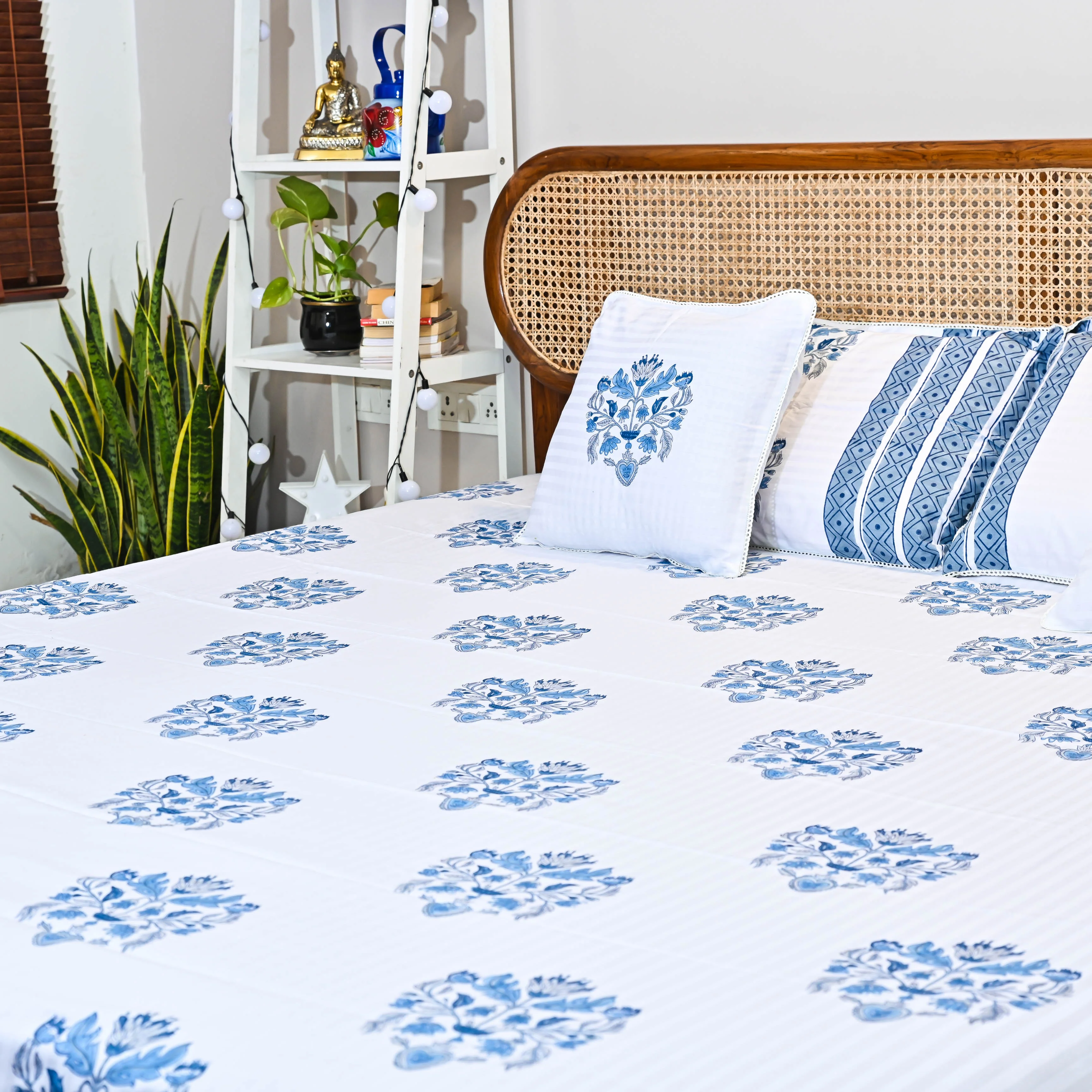 Bunaai Happy At Home Handblock Printed Bedsheet - Woolfily