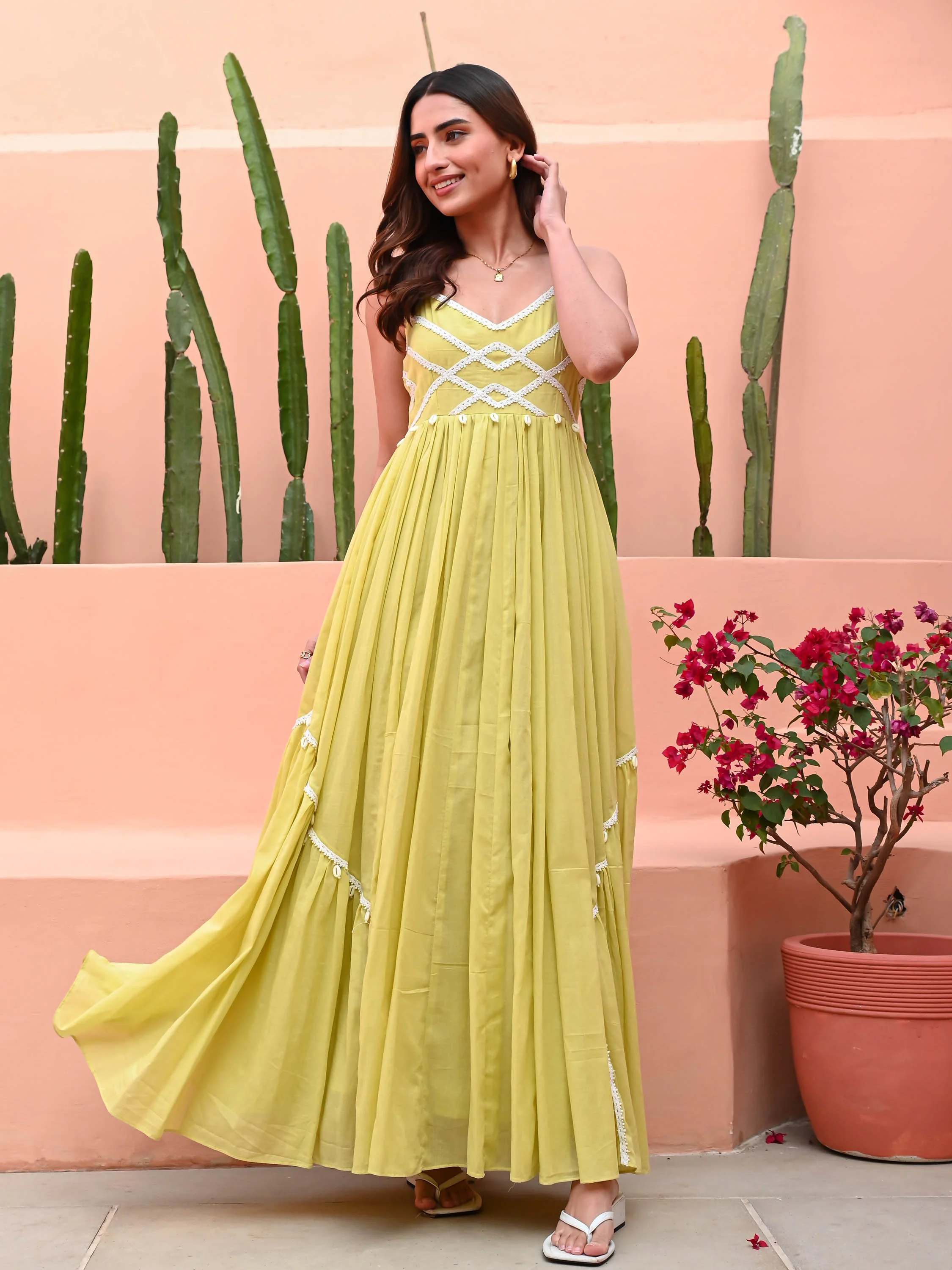 Custard Yellow Cotton Dress - Woolfily