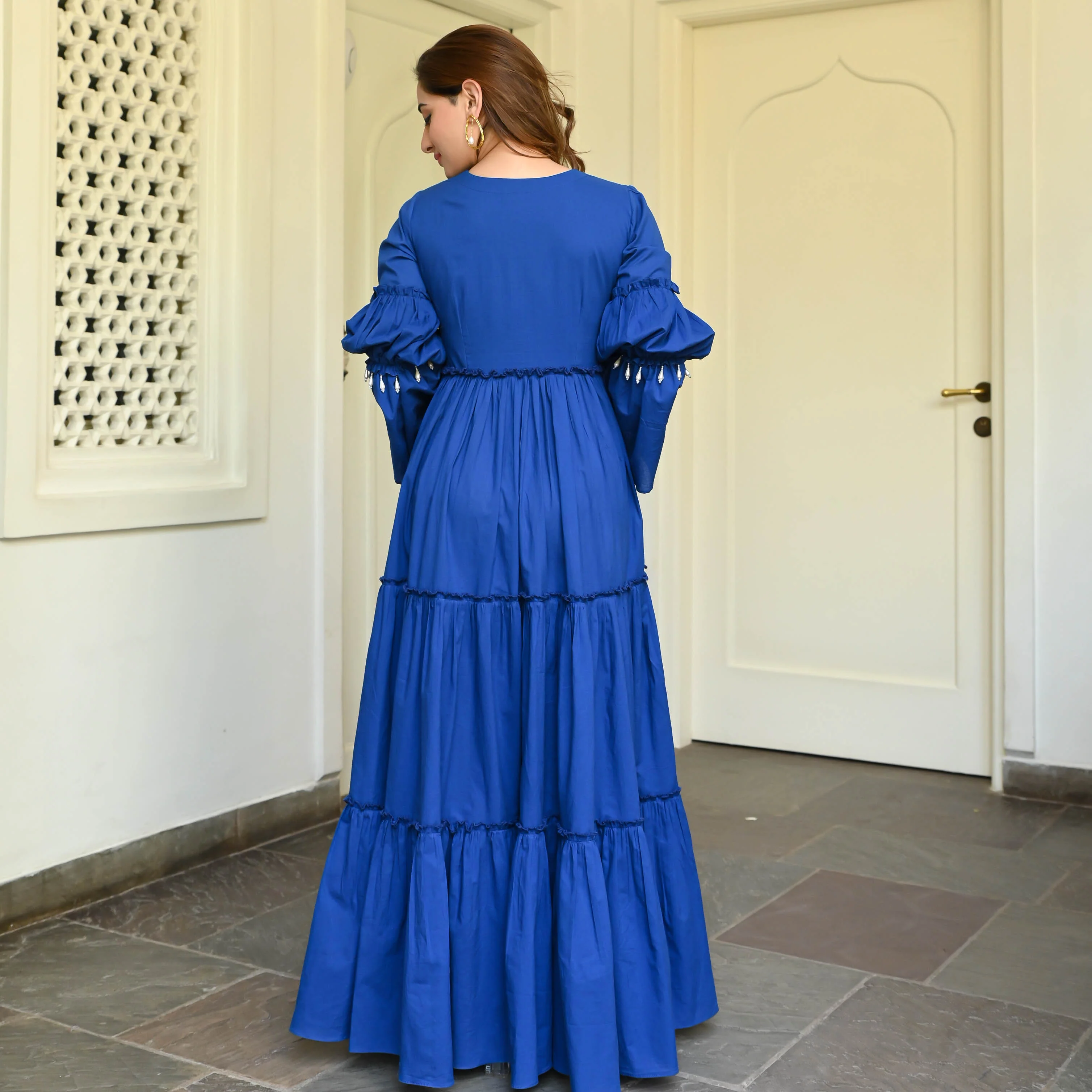 Bunaai Lapis Blue Cotton Dress - Woolfily