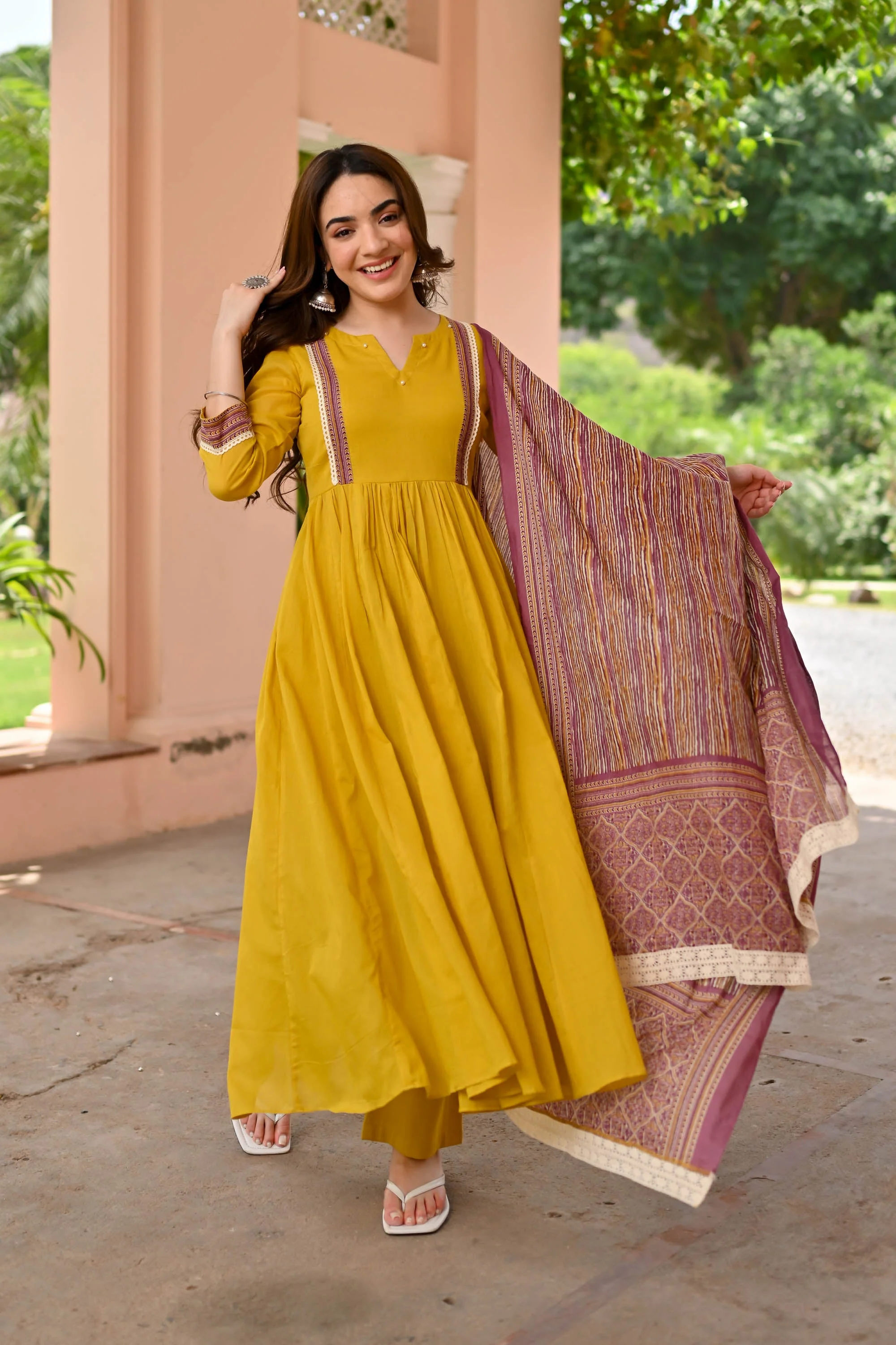 Navya Cotton Suit Set Trio - Woolfily