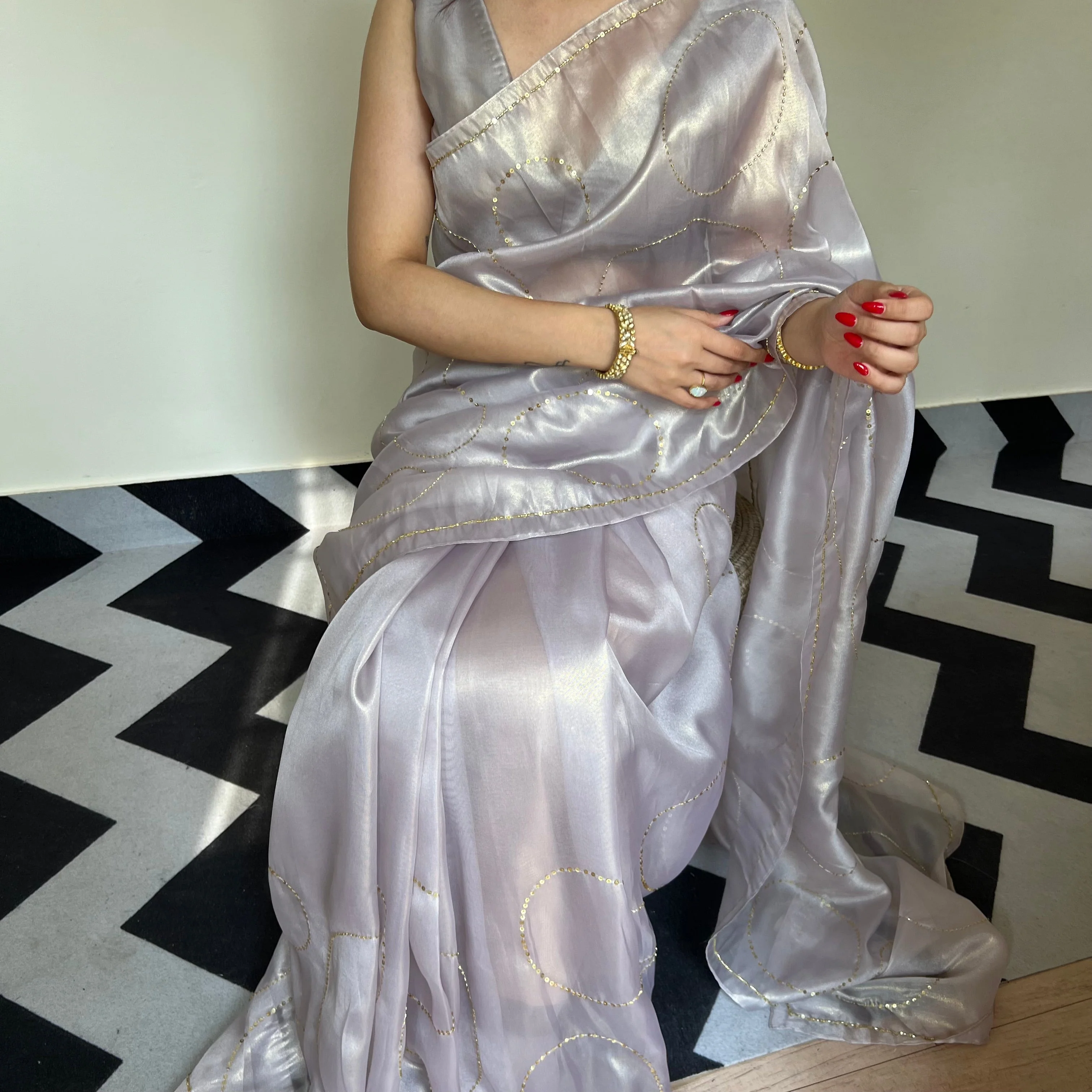 Mystic Grey Saree - Woolfily