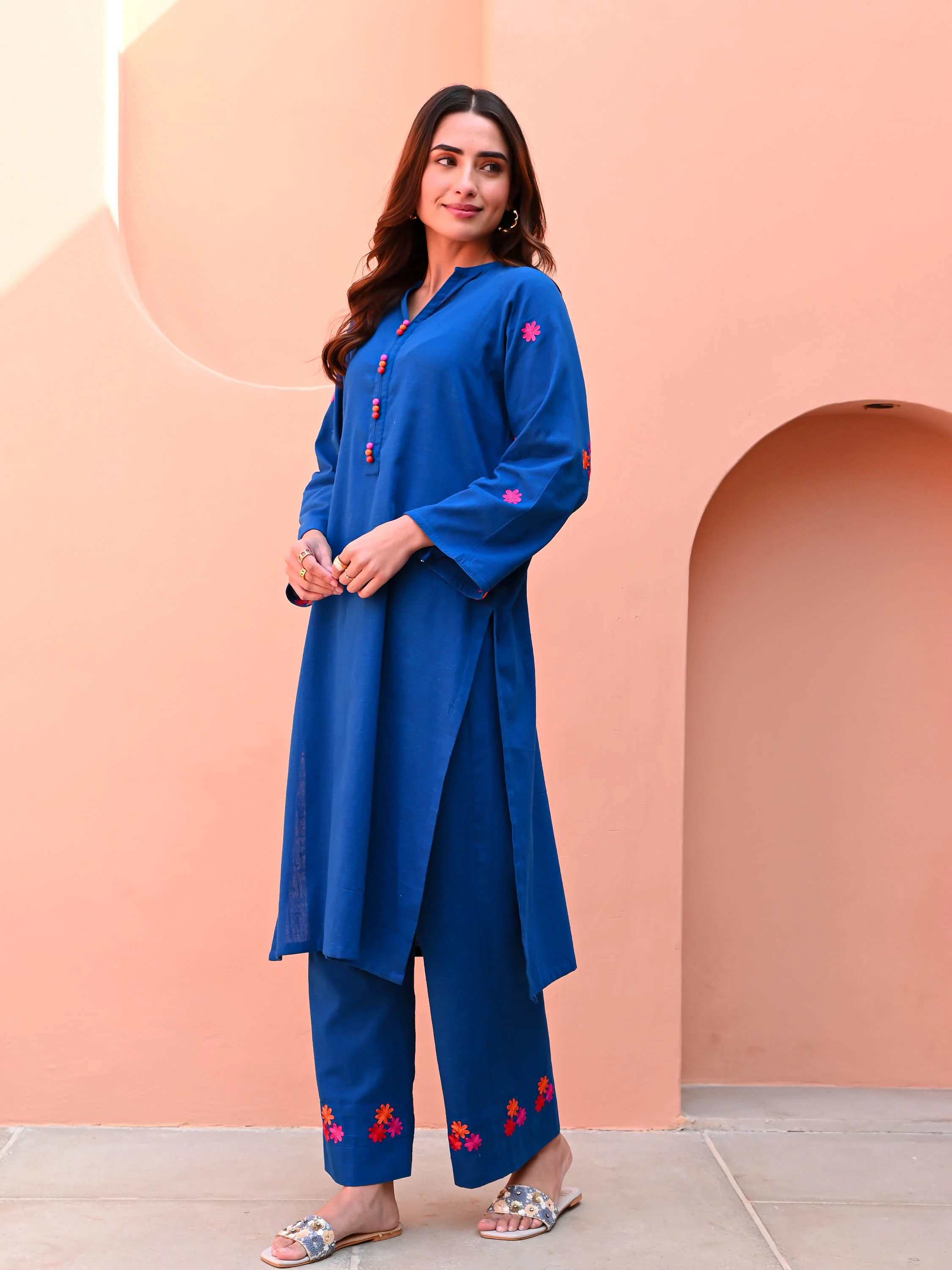 Lapis Blue Cotton Kurta Set - Woolfily