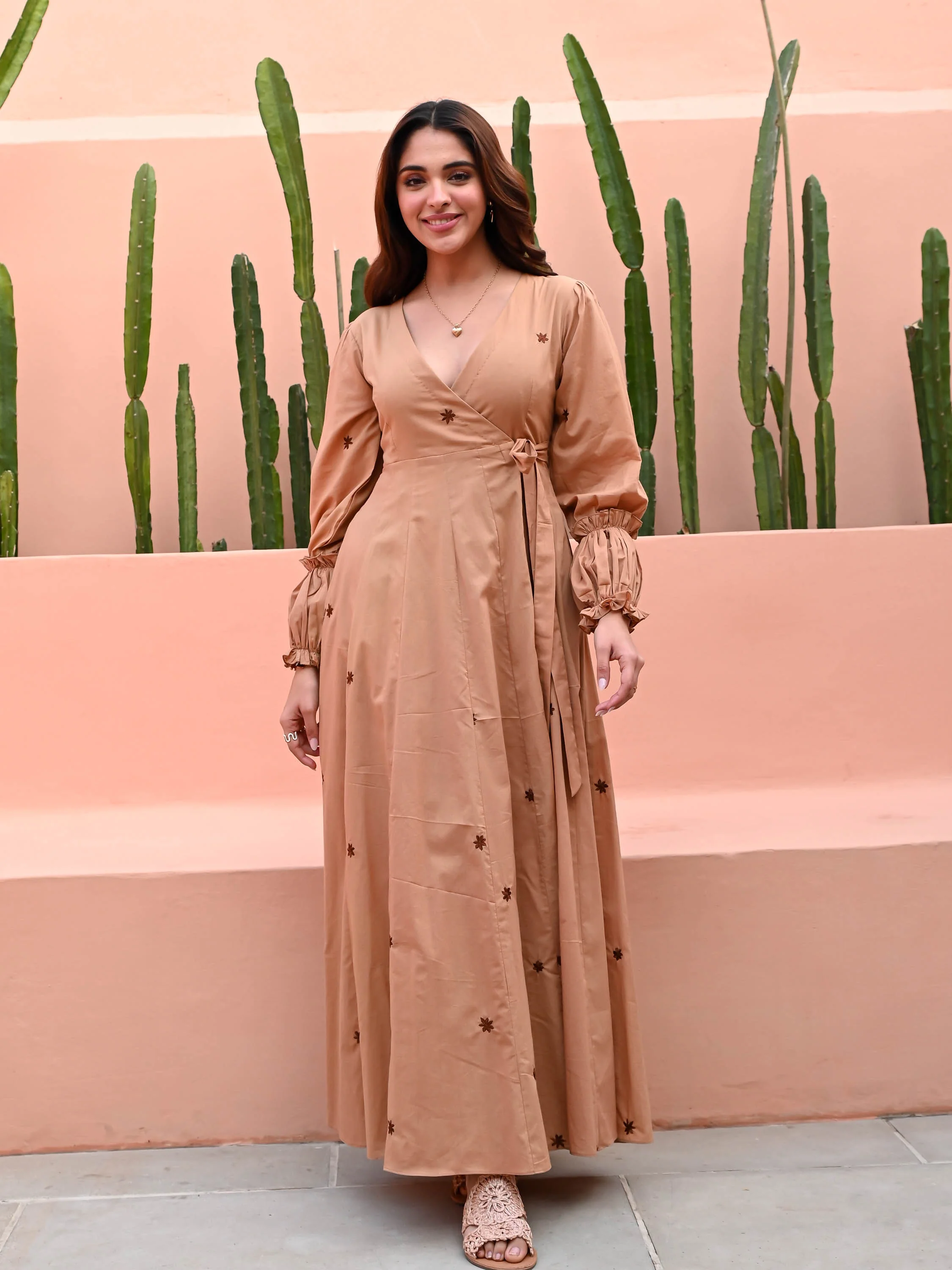 Sandstone Cotton Dress - Woolfily